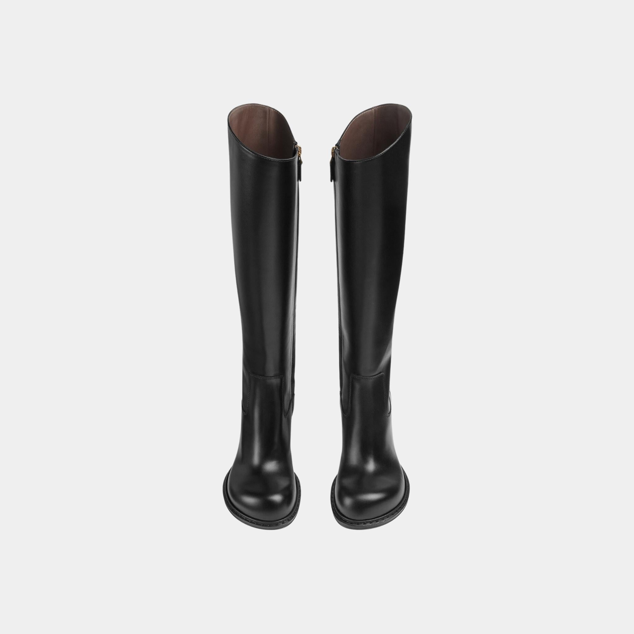 Cliff Knee-high Boot Calfskin with Voluminous Toe Shape