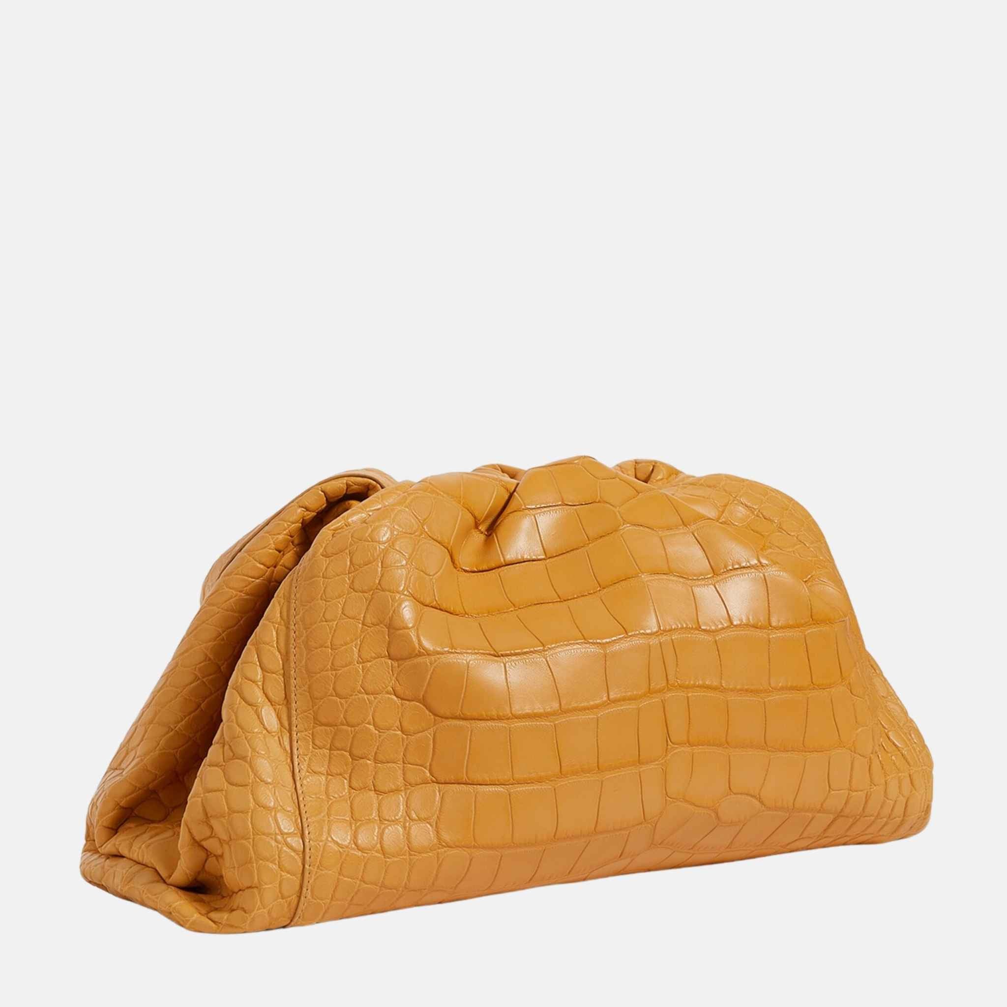 Crocodile Leather Pouch Clutch Bag