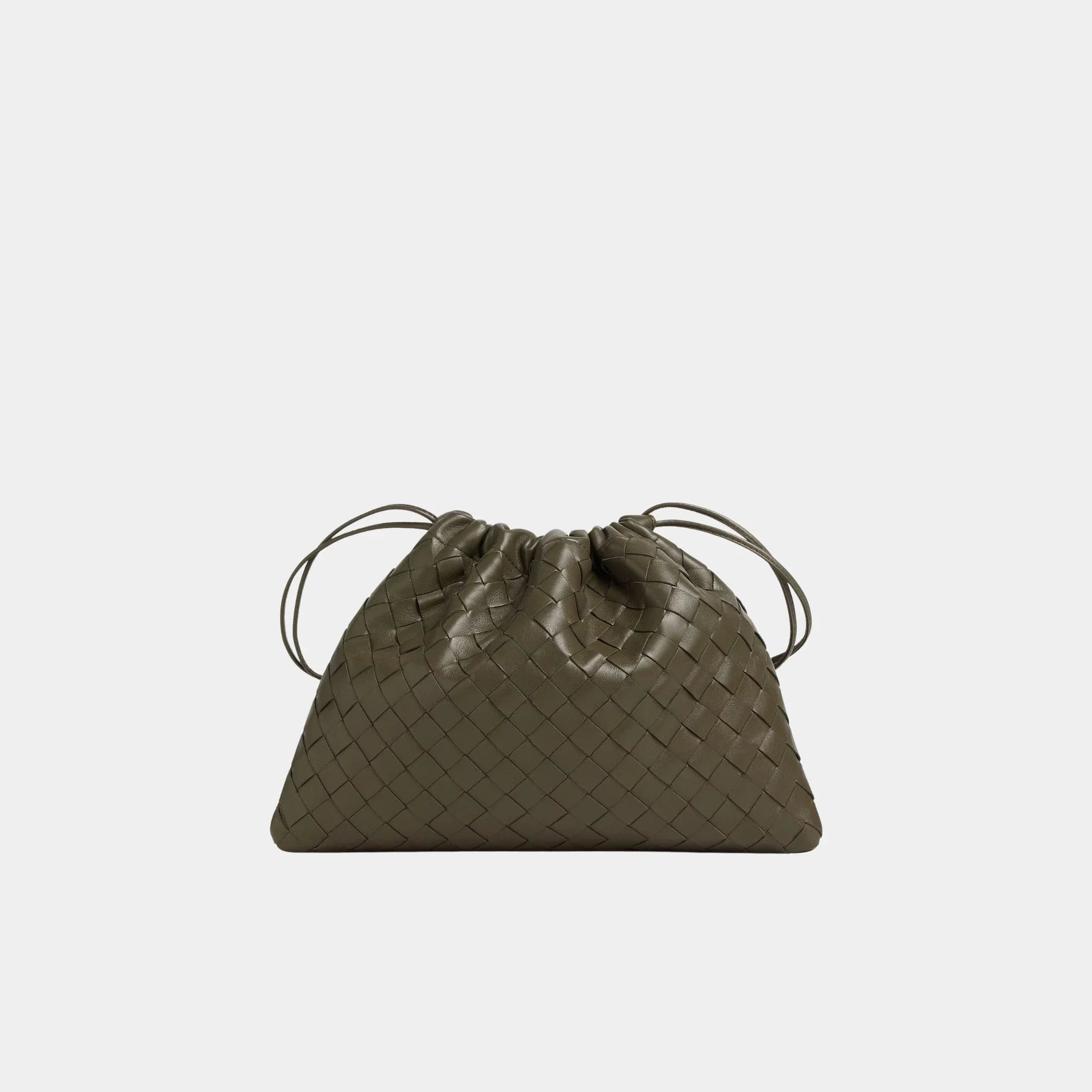 Bottega Veneta Dustbag Intrecciato Calf Leather With Loop Attachment, Cypress, Front
