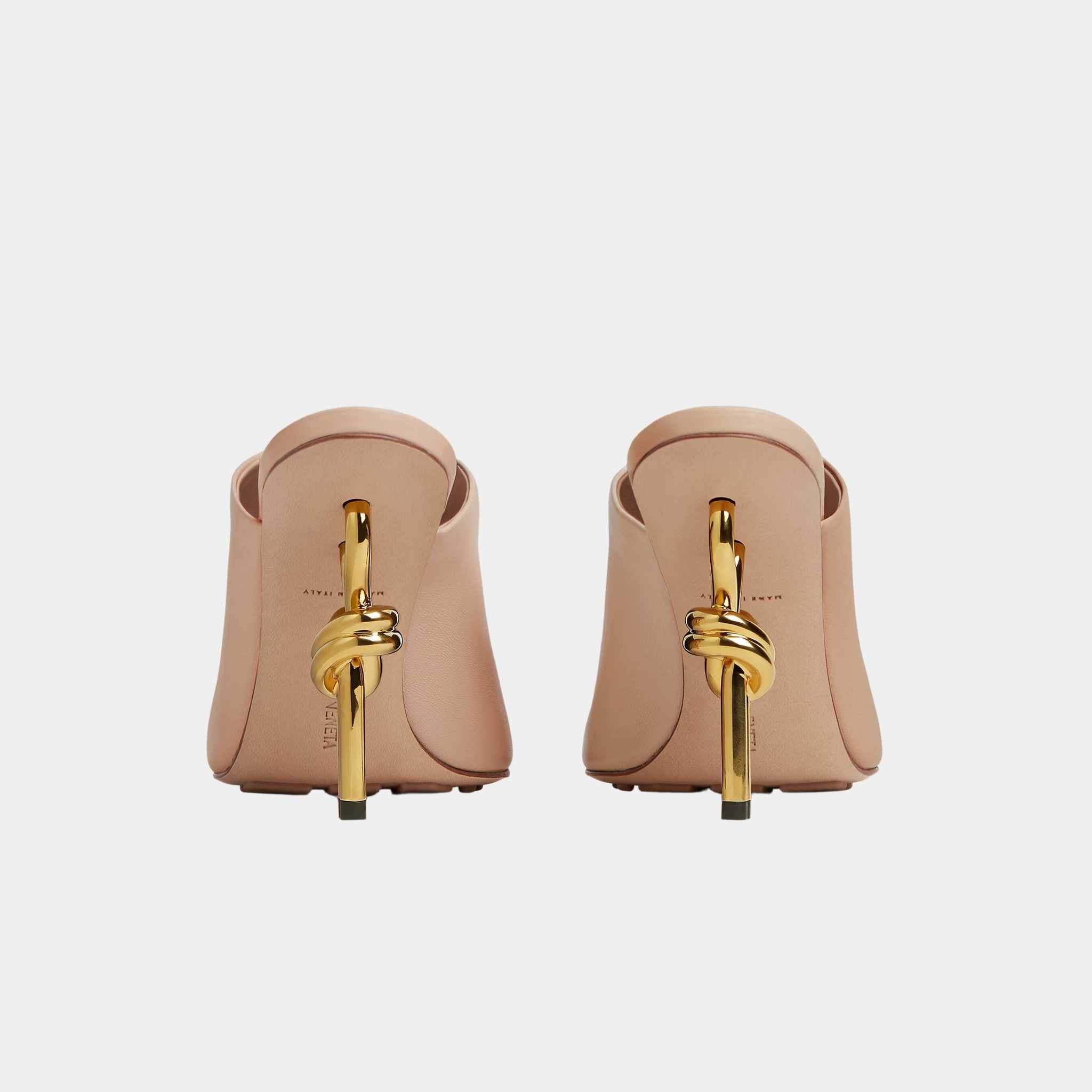 Knot High-Heel Mule Lambskin Gold Metal Knot Heel