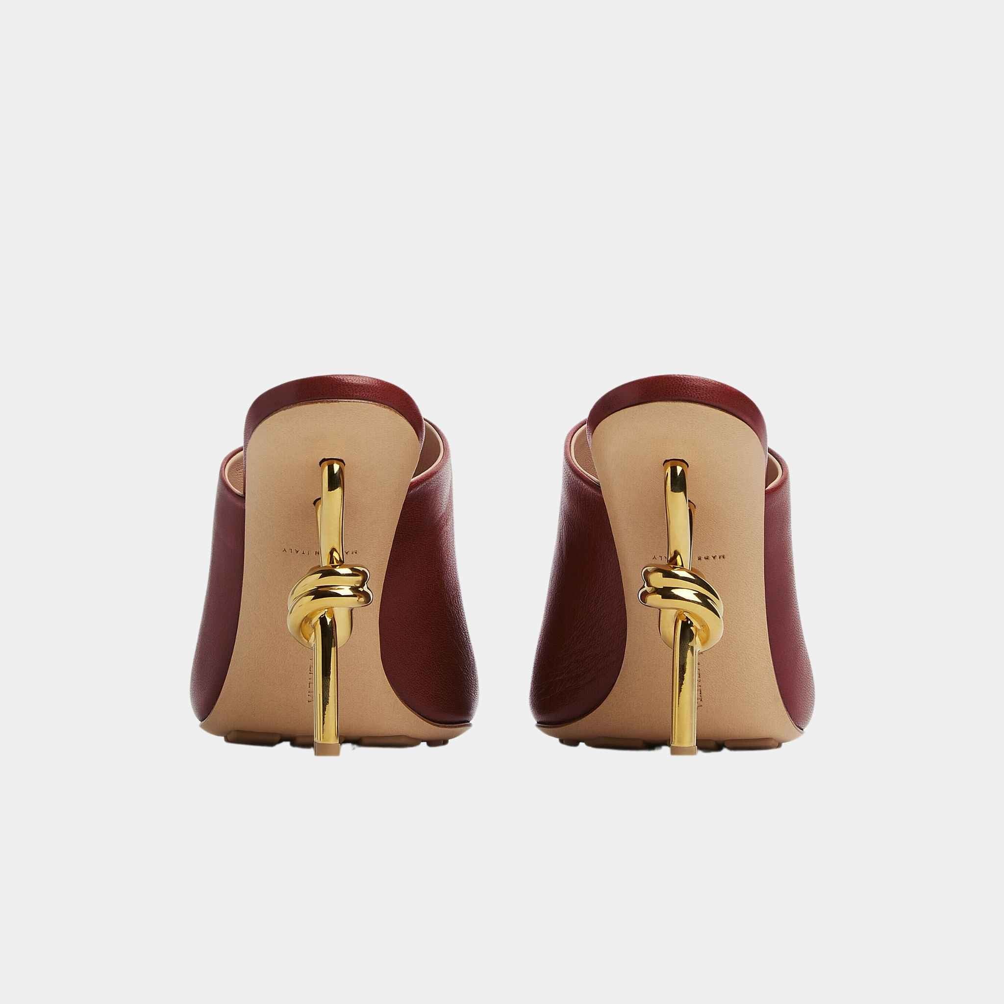 Knot High-Heel Mule Lambskin Gold Metal Knot Heel