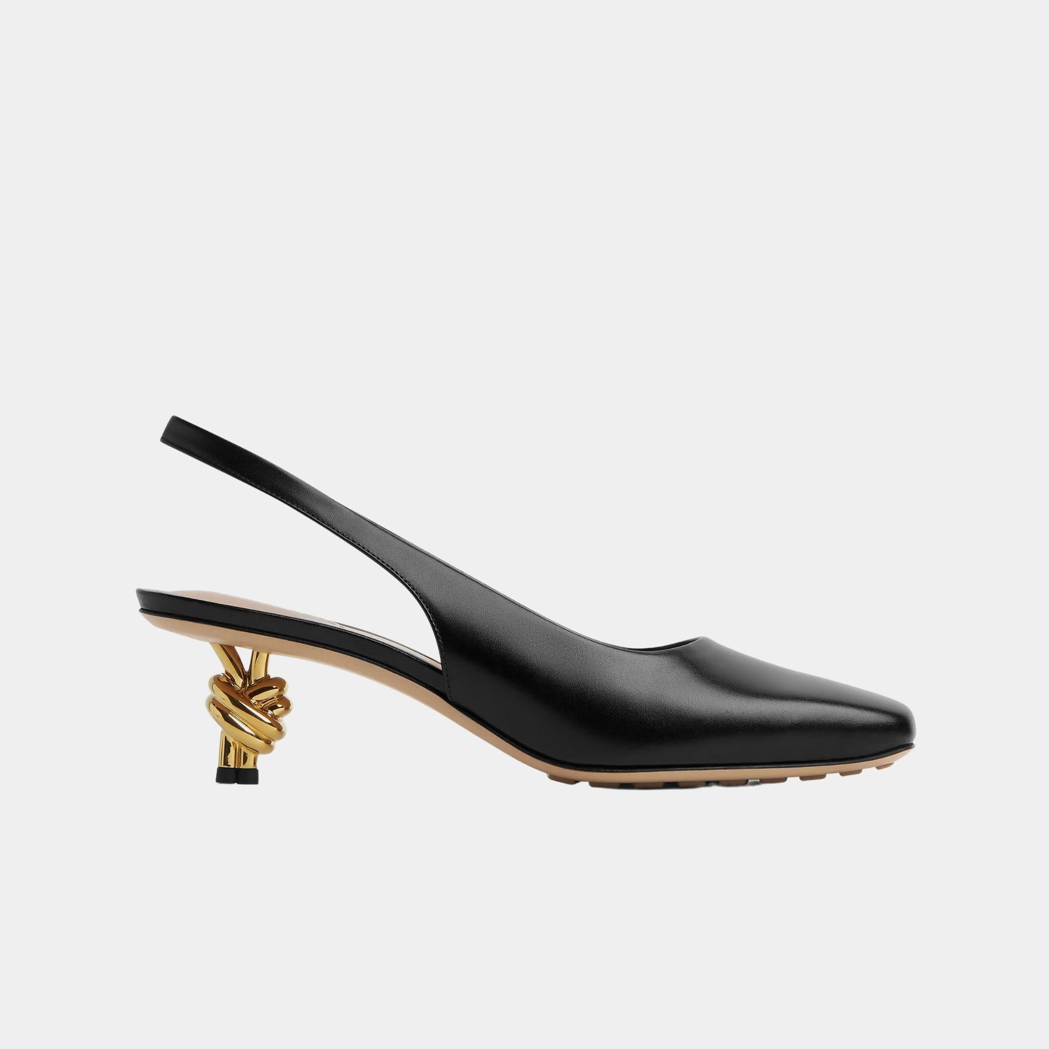 Bottega Veneta Knot Leather Slingback Pump Mid Heel, Back, Side