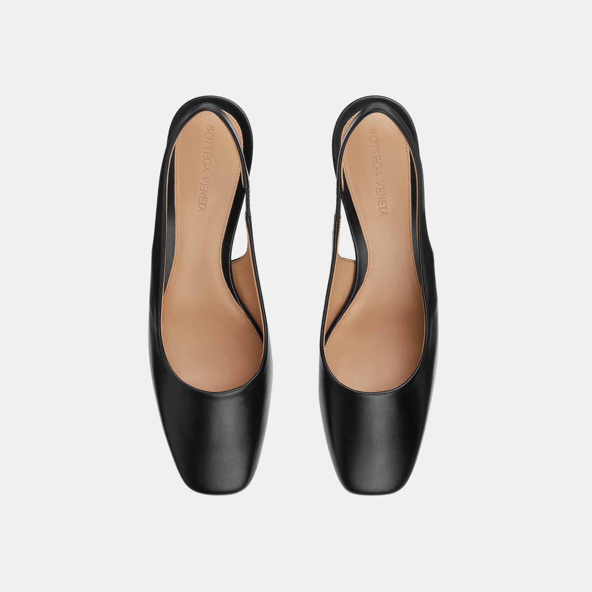 Knot Leather Slingback Pump Mid Heel