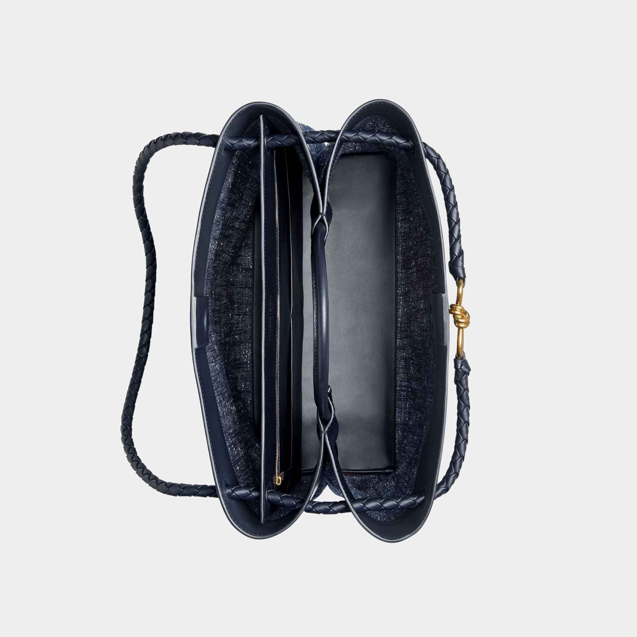 Large Andiamo Denim Boucle Calfskin Leather Handbag