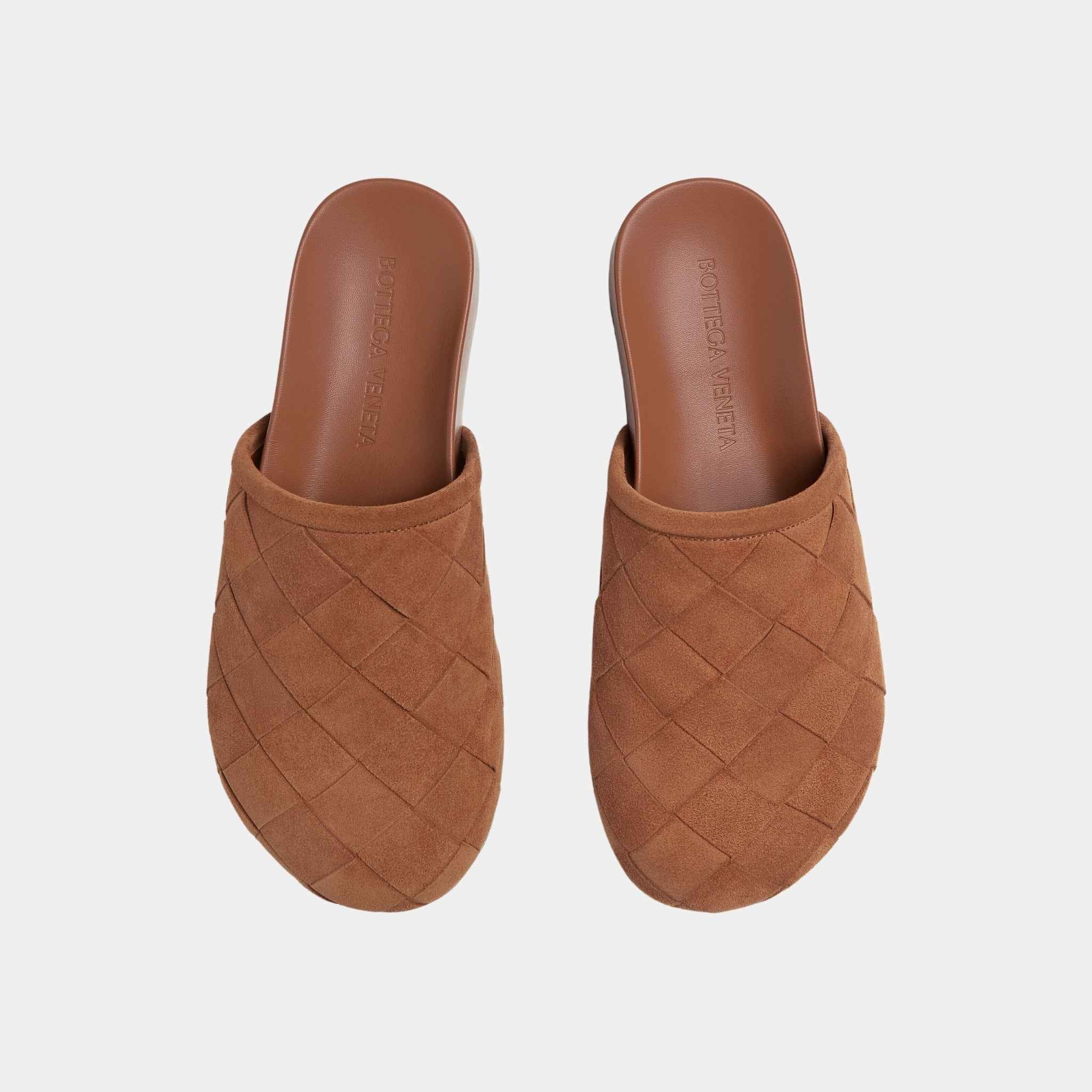 Reggie Padded Intrecciato Suede Mule Clog