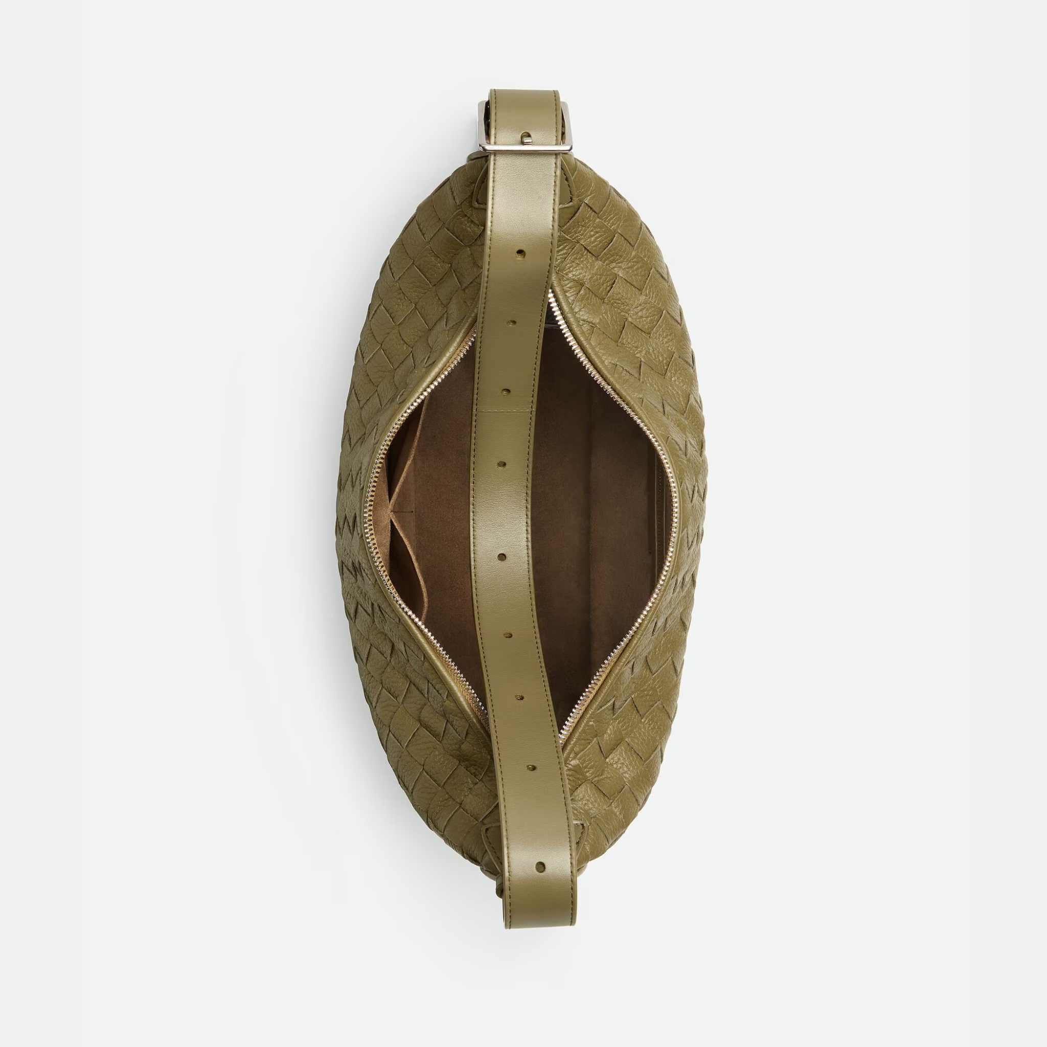 Small Traveler Hobo Bag In Intrecciato Deer Skin