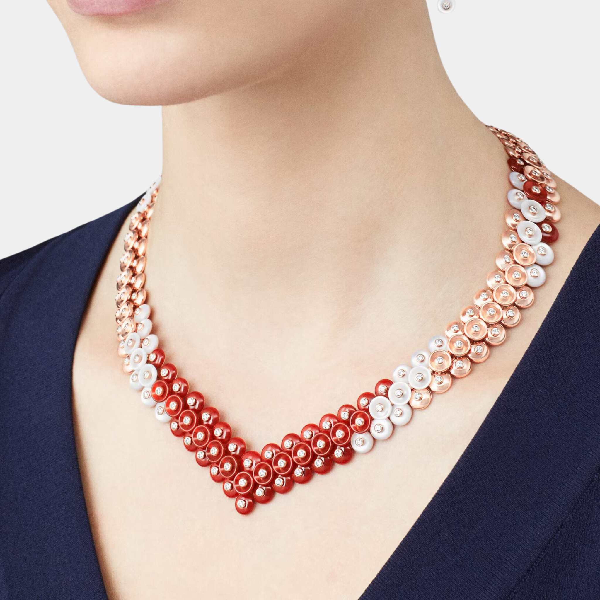 Bouton D'or Necklace Rose gold Carnelian Diamond Mother Of Pearl