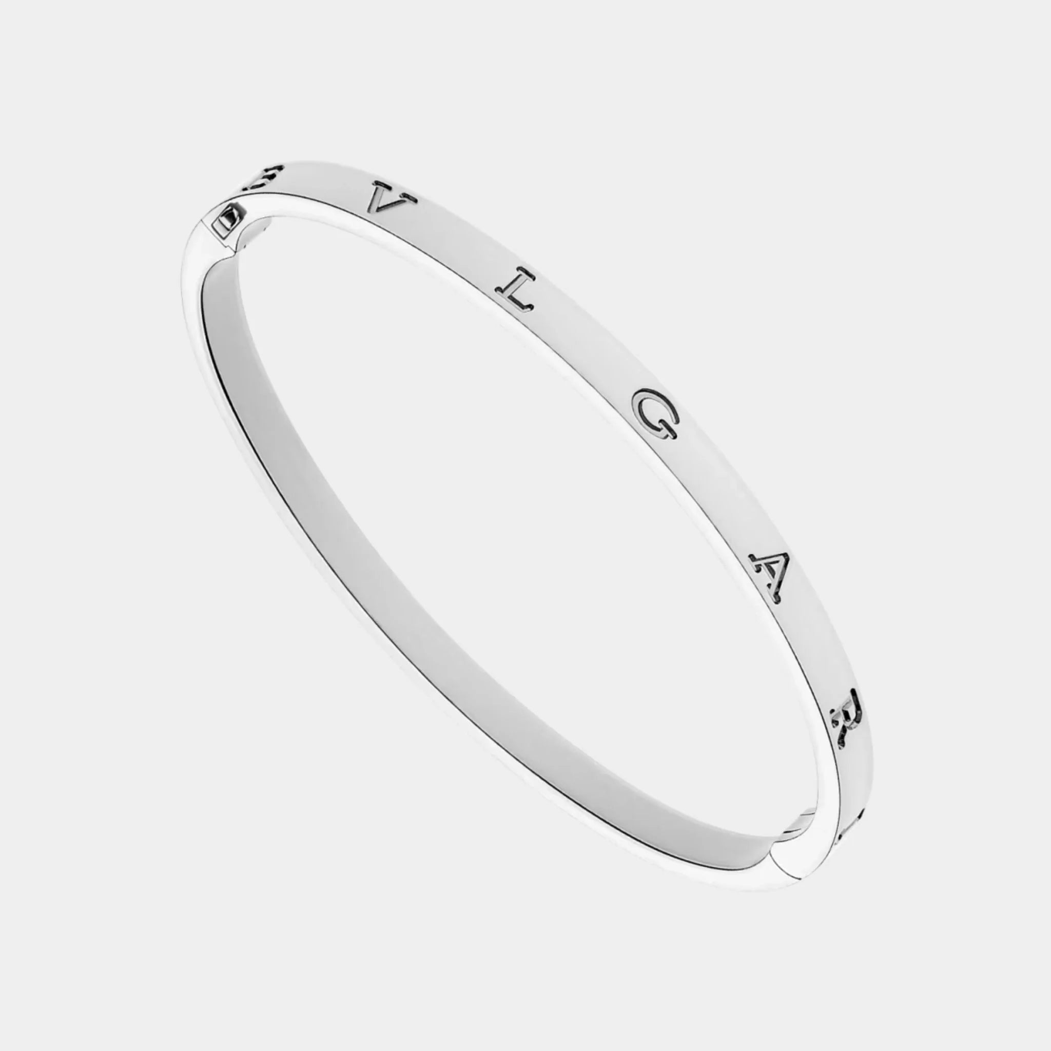 Bvlgari B.zero1 Essential Gold Bangle Bracelet, White Gold, Front