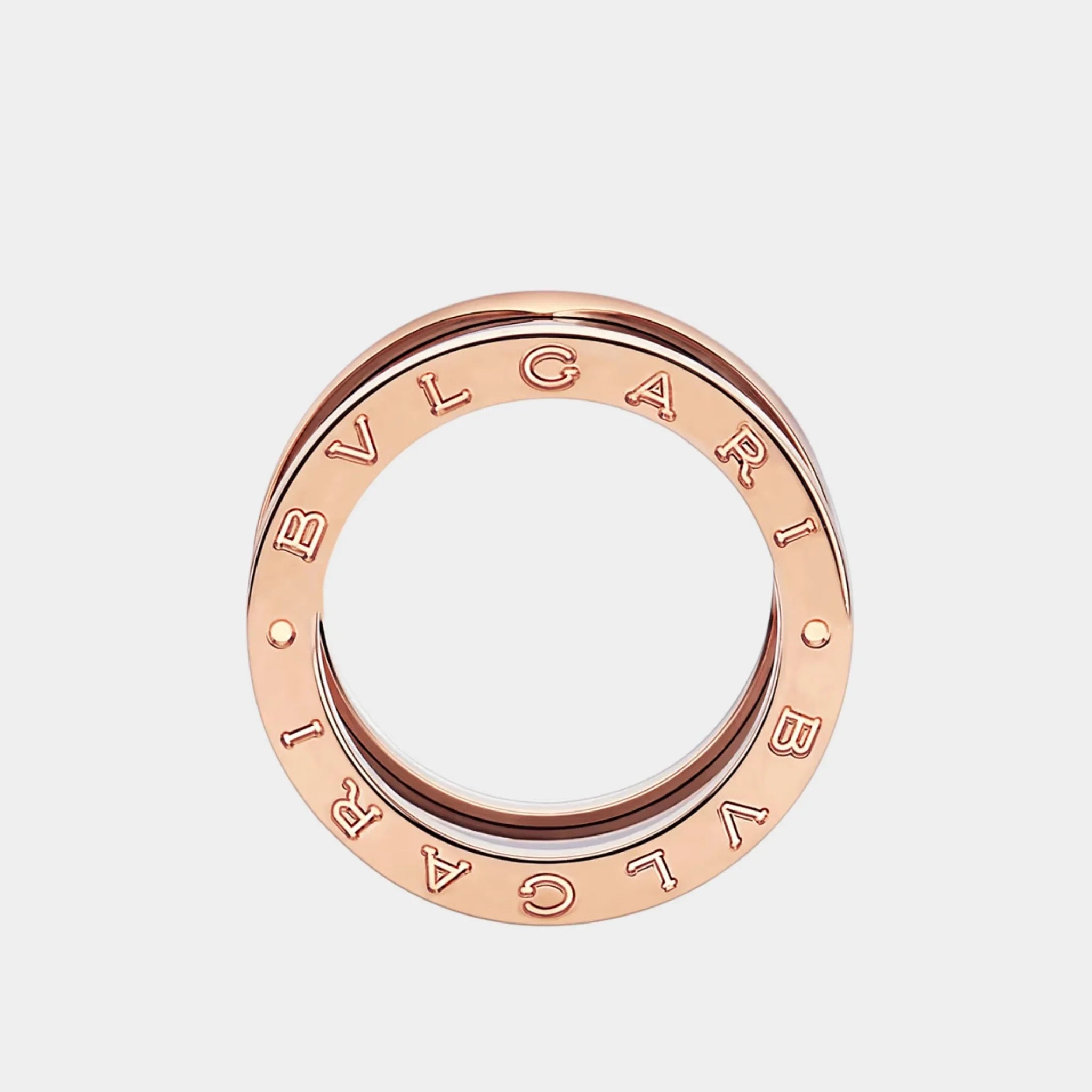 B.zero1 four-band ring with two Rose Gold Loops - Black Ceramic Spiral