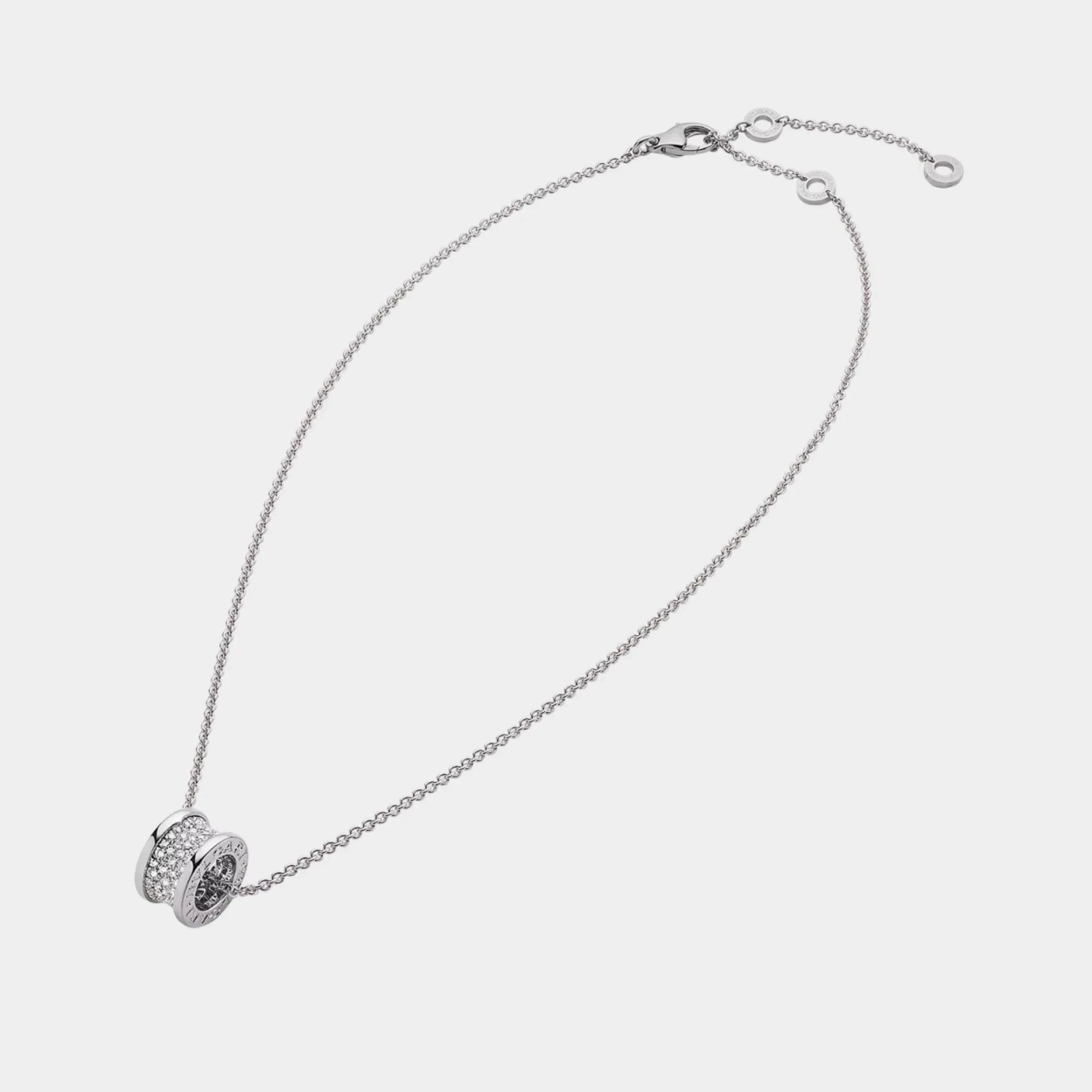 B.zero1 Gold Pendant Necklace-Pavé Diamonds set on spiral