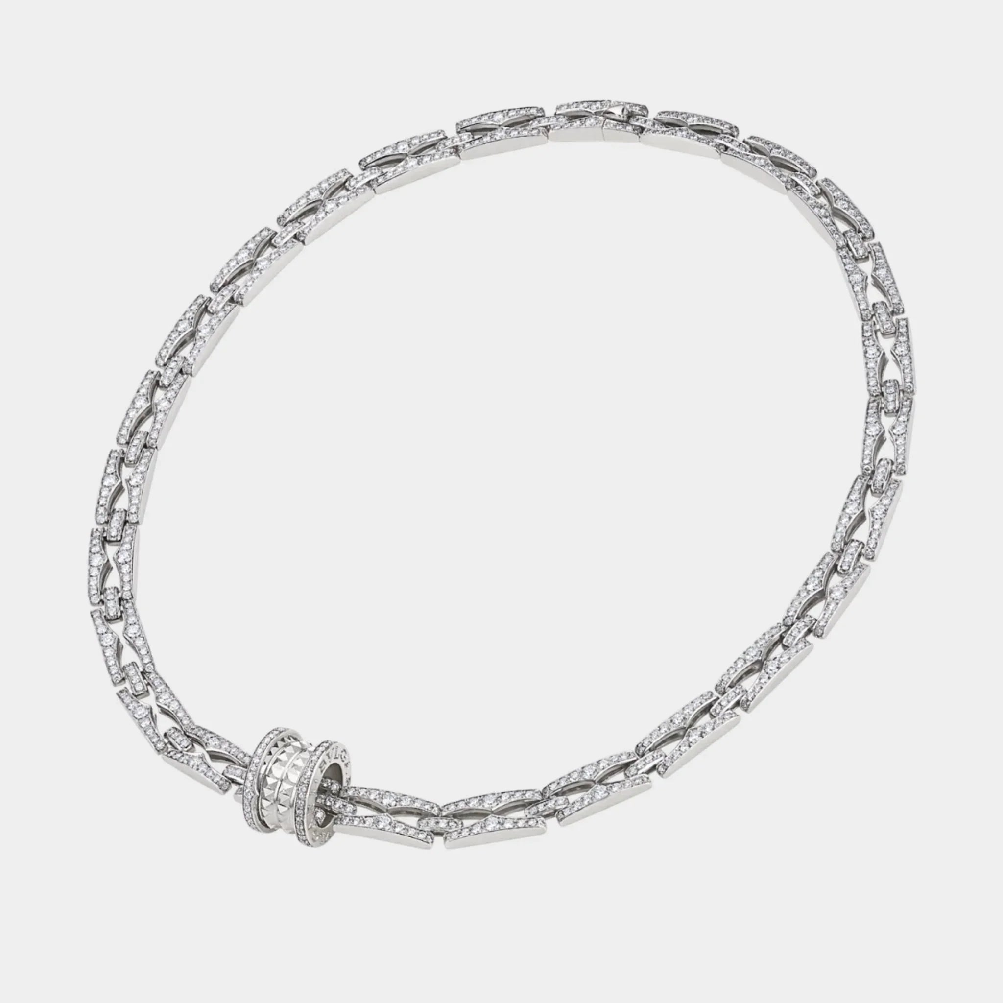 B.zero1 Rock Chain gold necklace with a round studded pendant - pavé diamonds