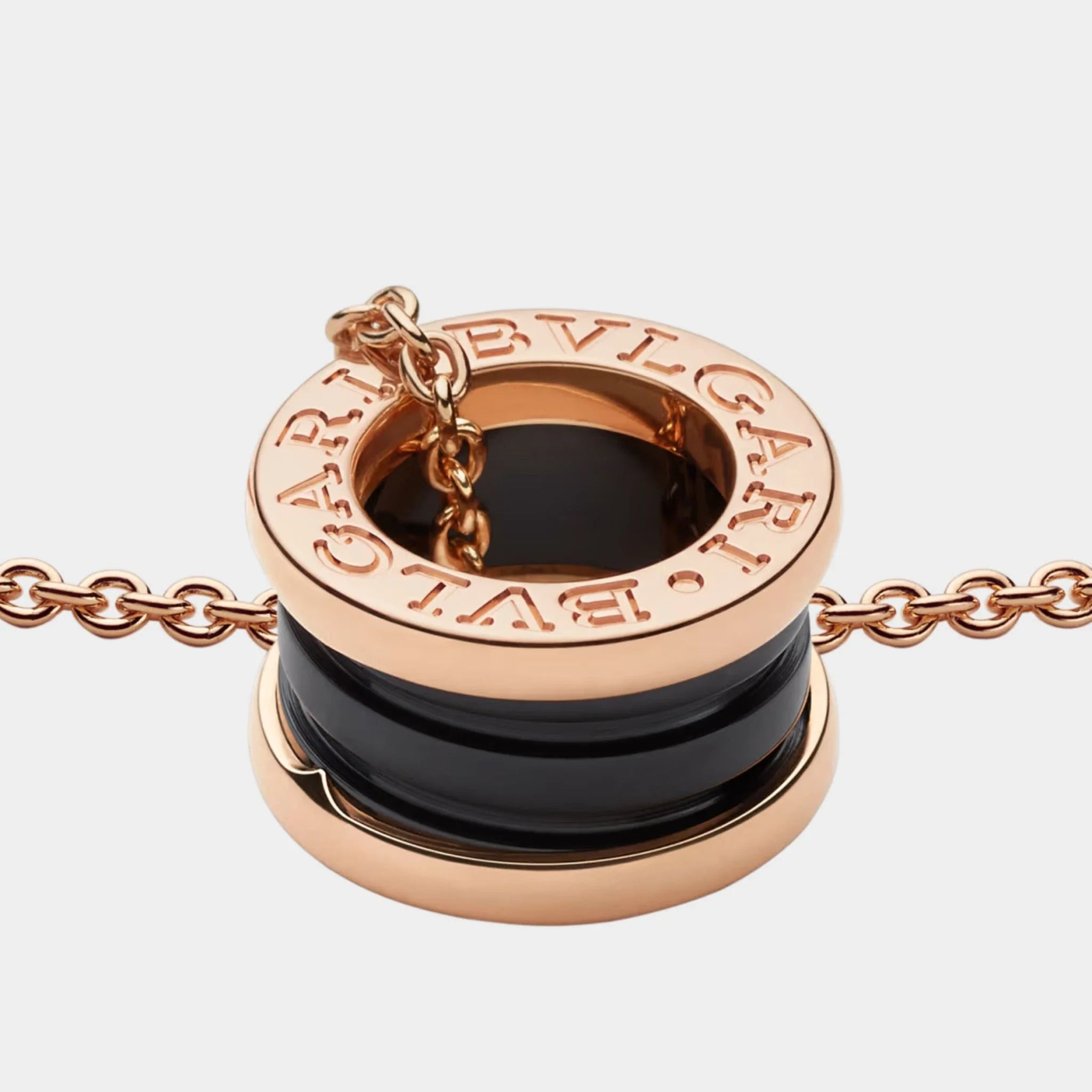 B.zero1 Rose Gold & Black Ceramic Pendant Necklace