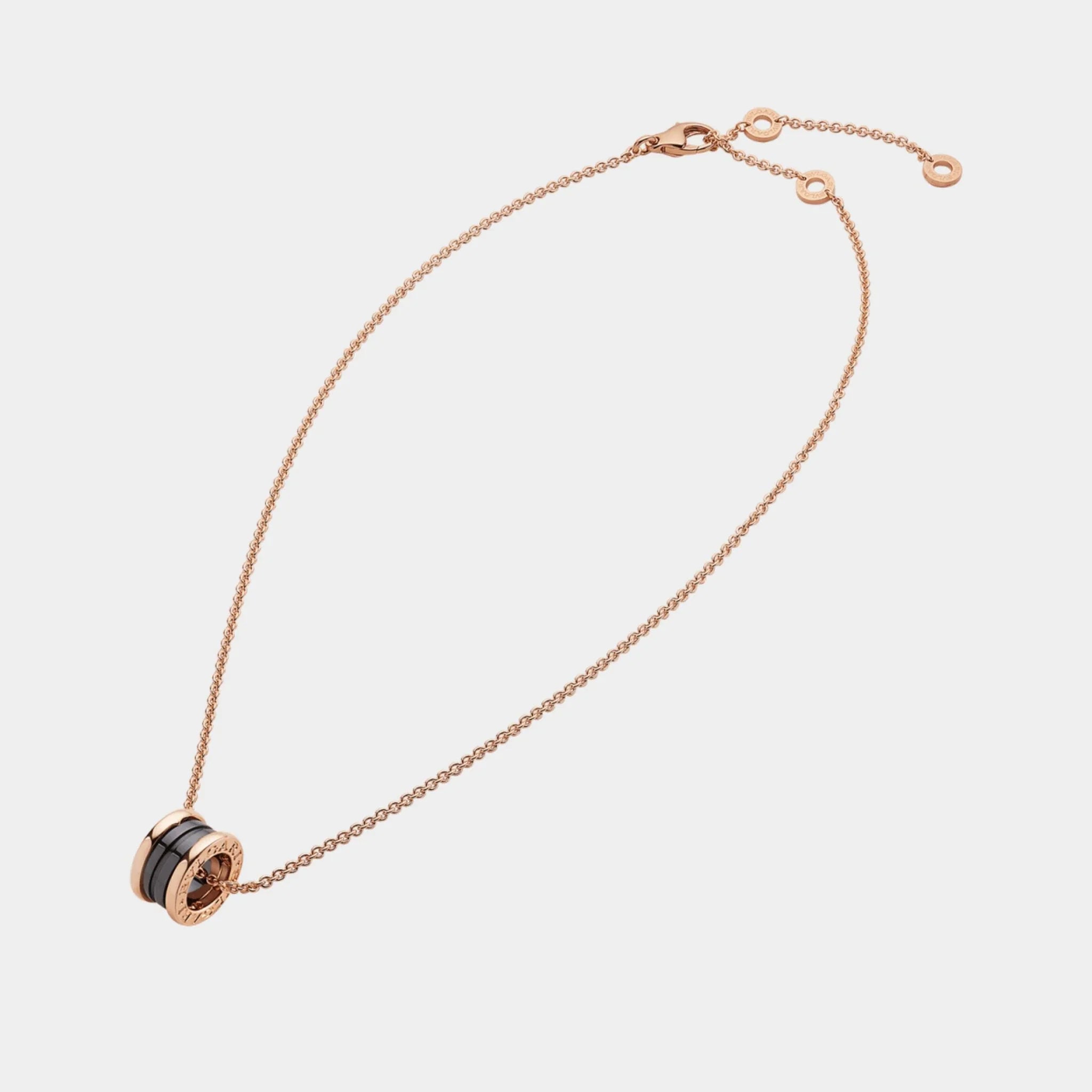 B.zero1 Rose Gold & Black Ceramic Pendant Necklace