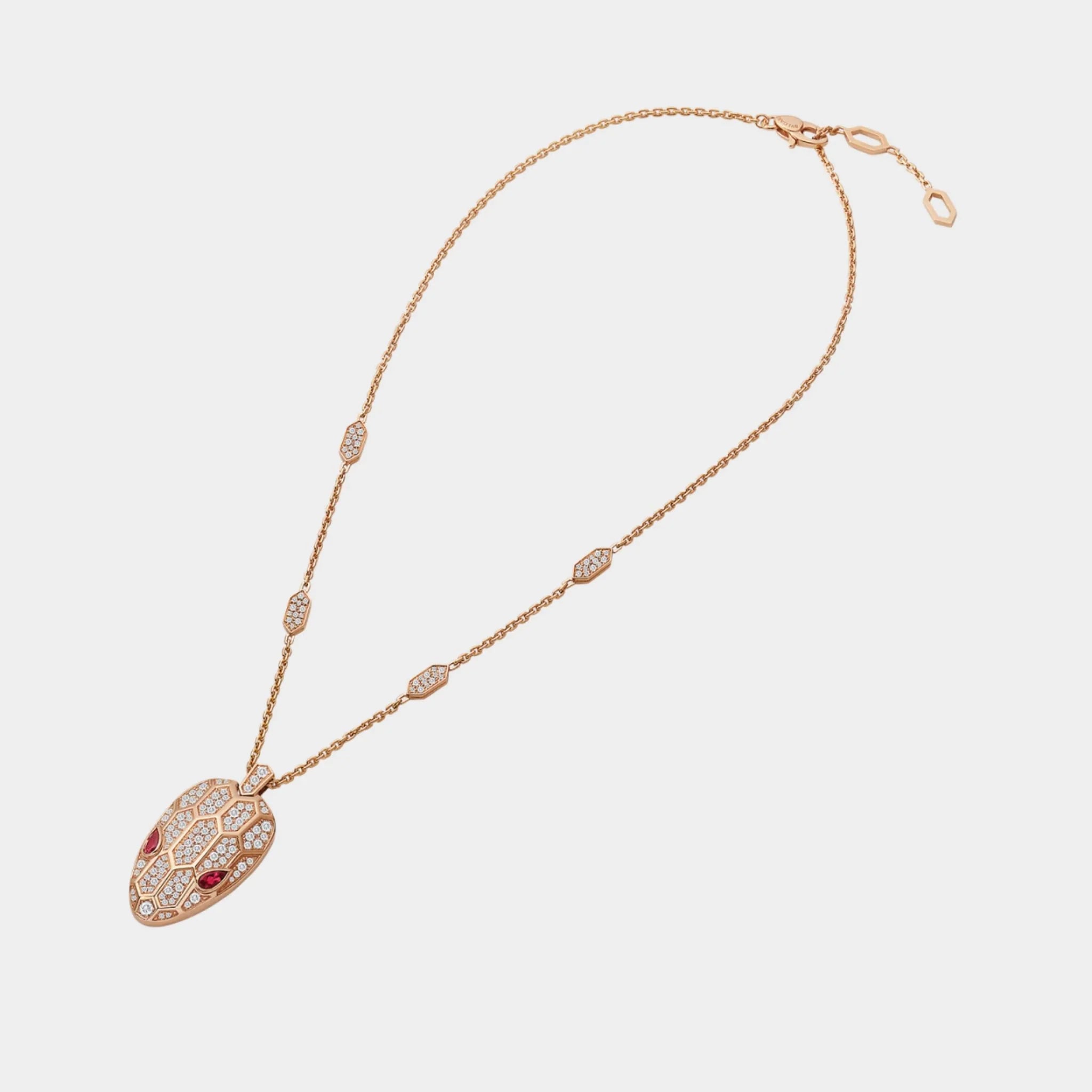 Serpenti Rose Gold Necklace Rubellite