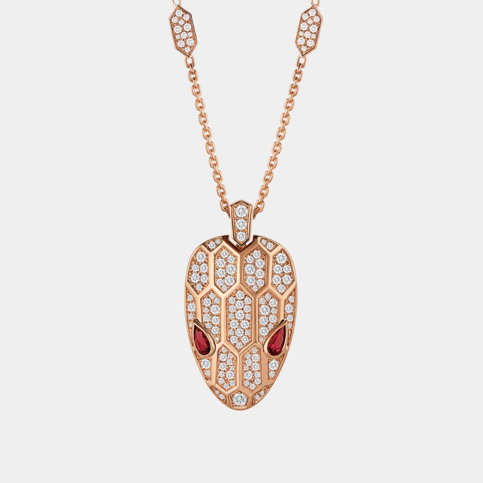 Serpenti Rose Gold Necklace Rubellite