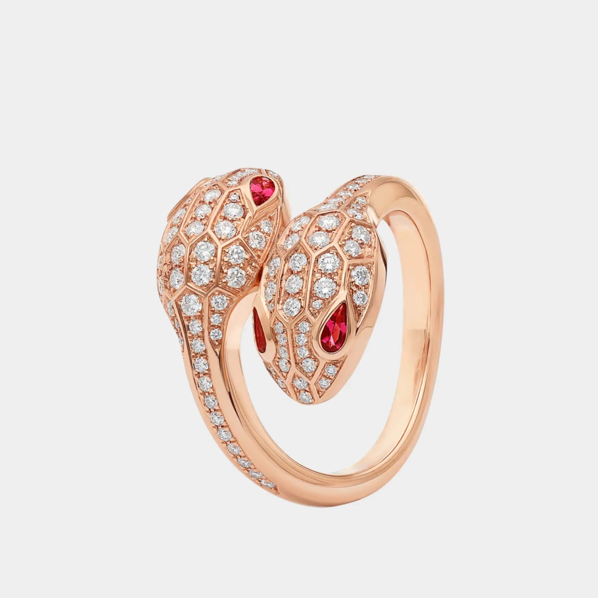 Serpenti Seduttori Diamond Ring With Gems, Rose gold, side