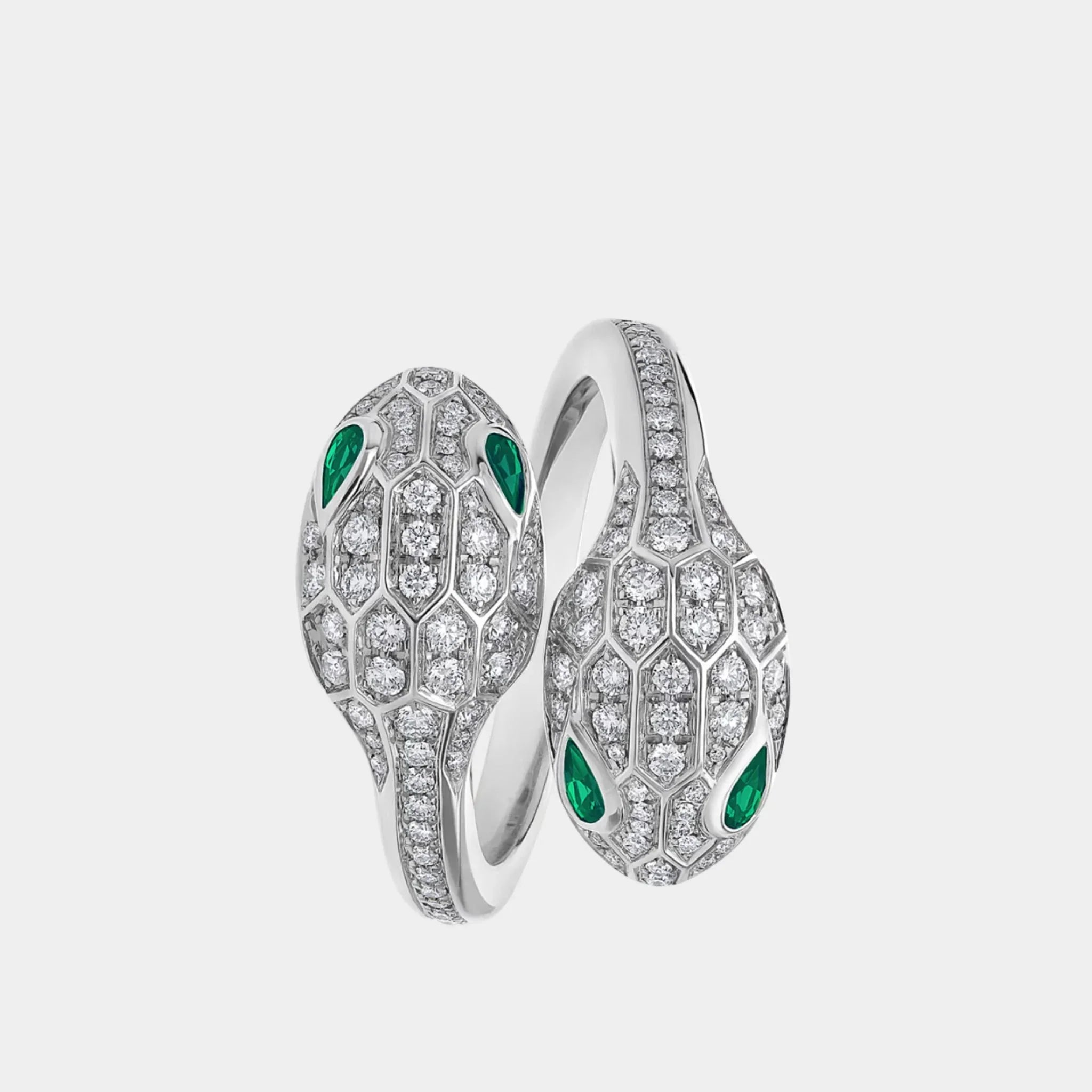 Serpenti Seduttori Diamond Ring With Gems, White gold, front