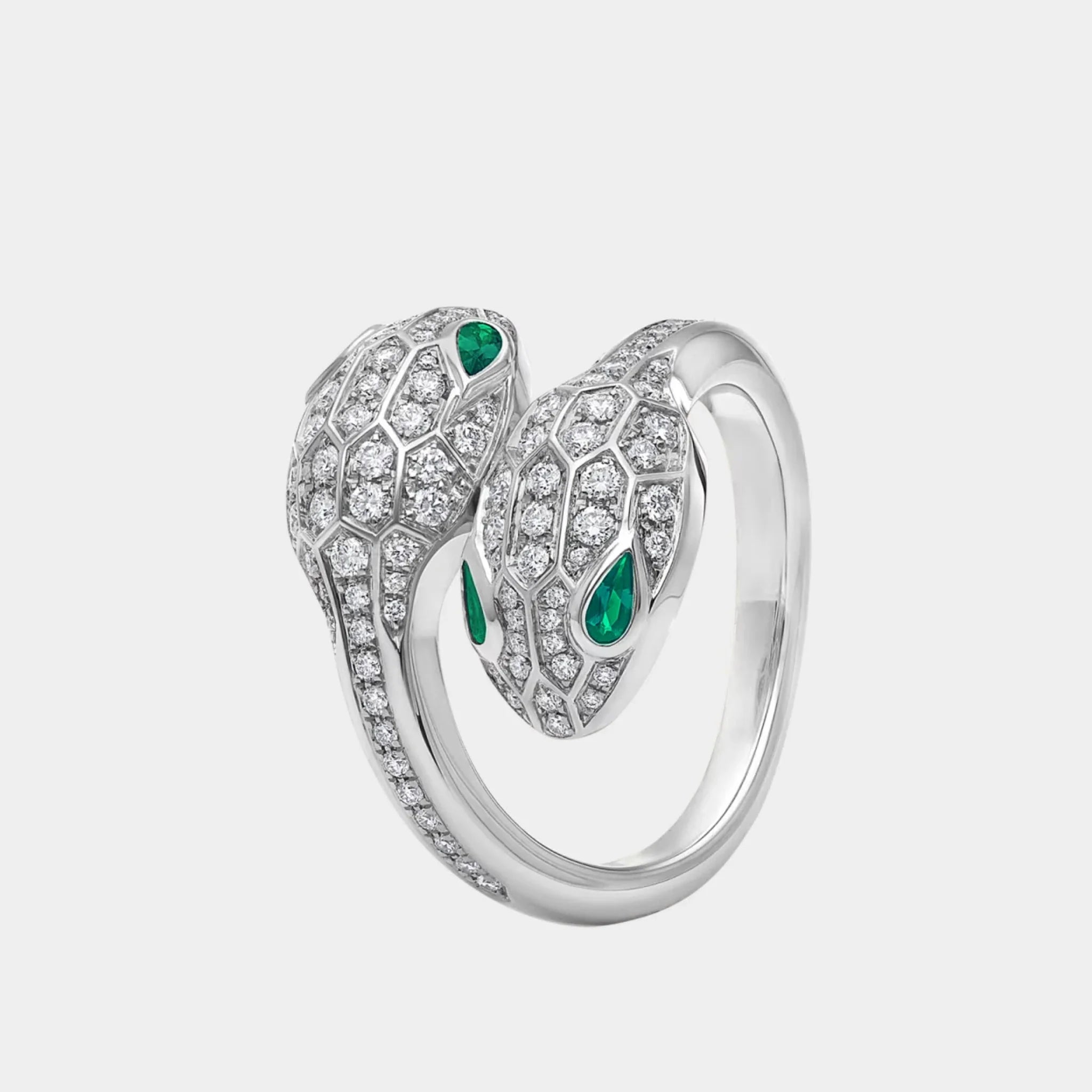 Serpenti Seduttori Diamond Ring With Gems