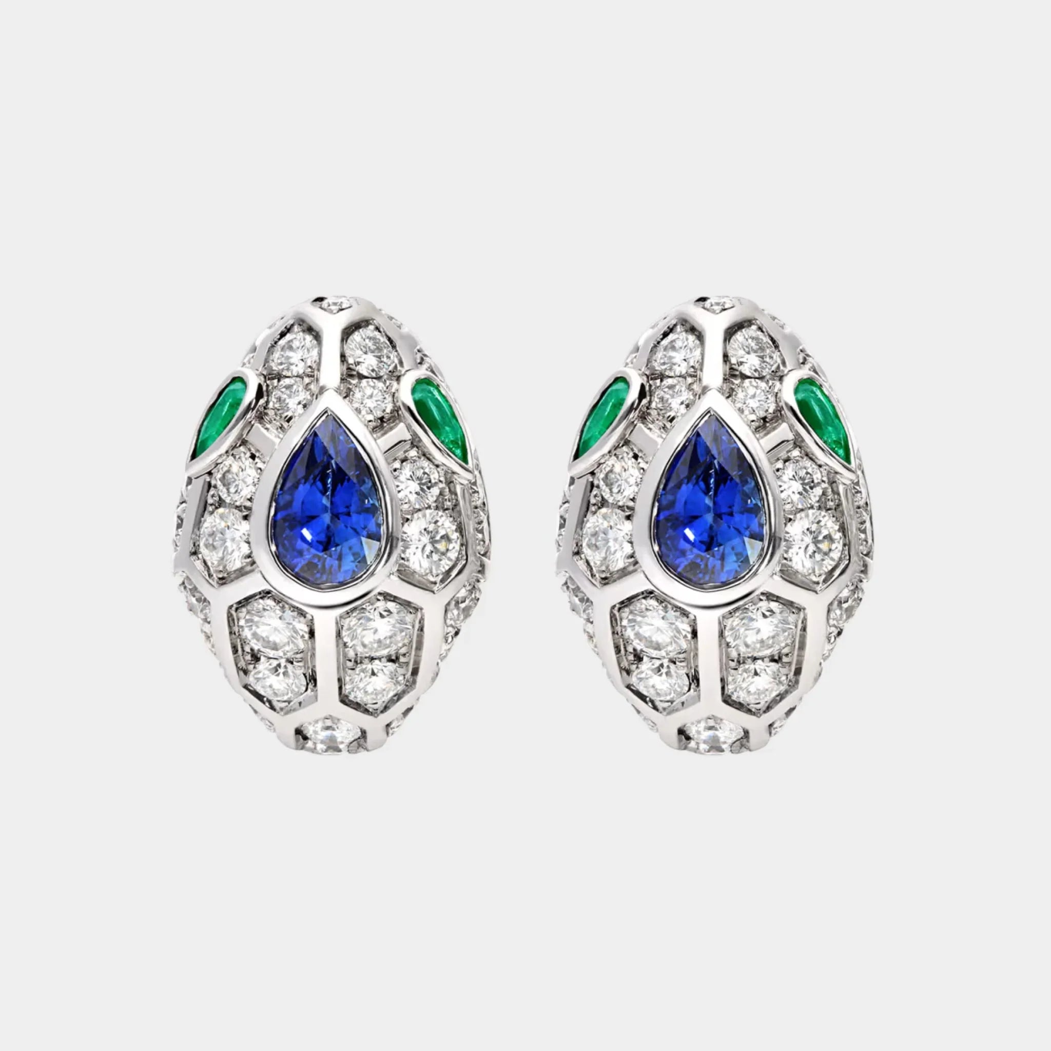 Serpenti Seduttori White Gold Earrings Emerald/Sapphire