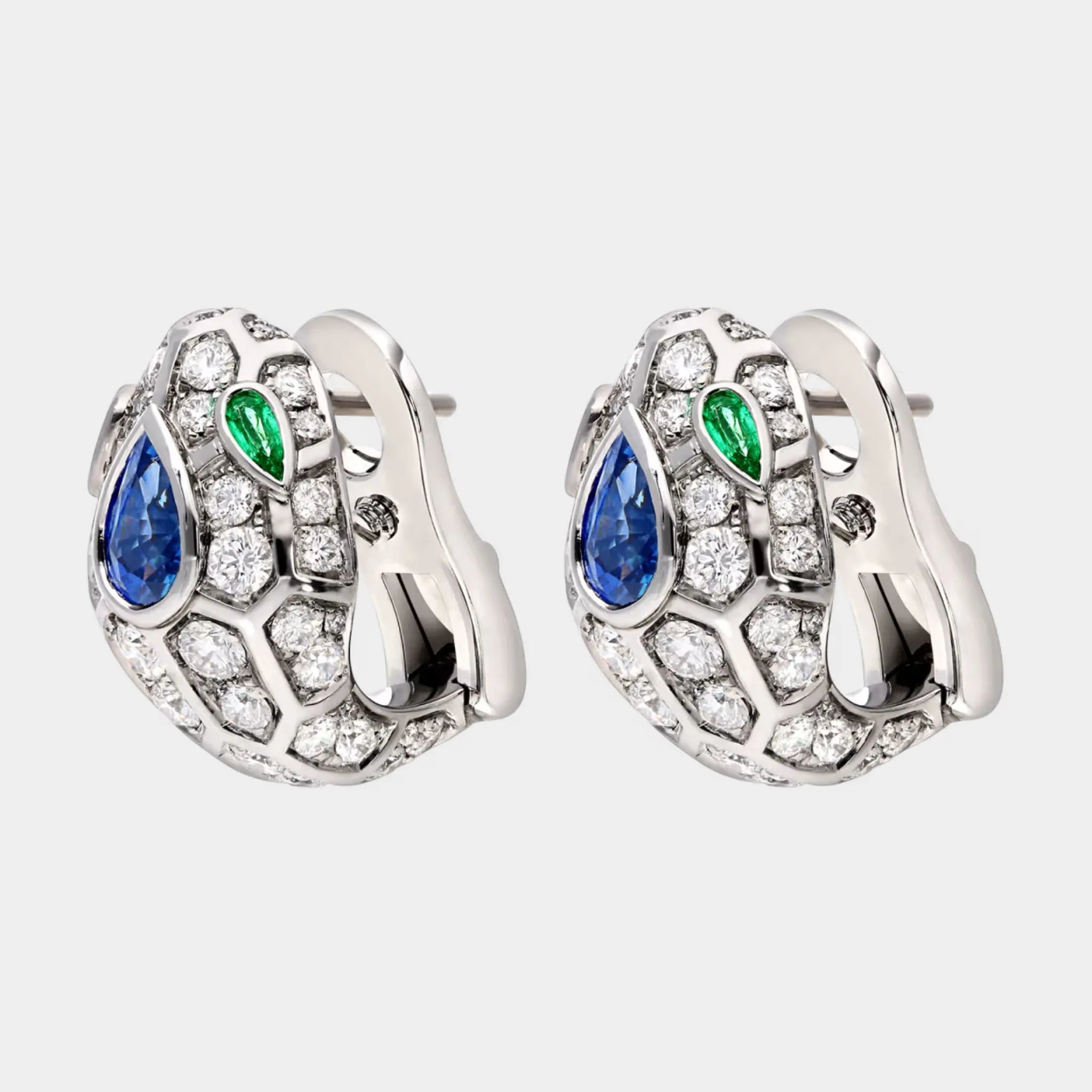 Serpenti Seduttori White Gold Earrings Emerald/Sapphire