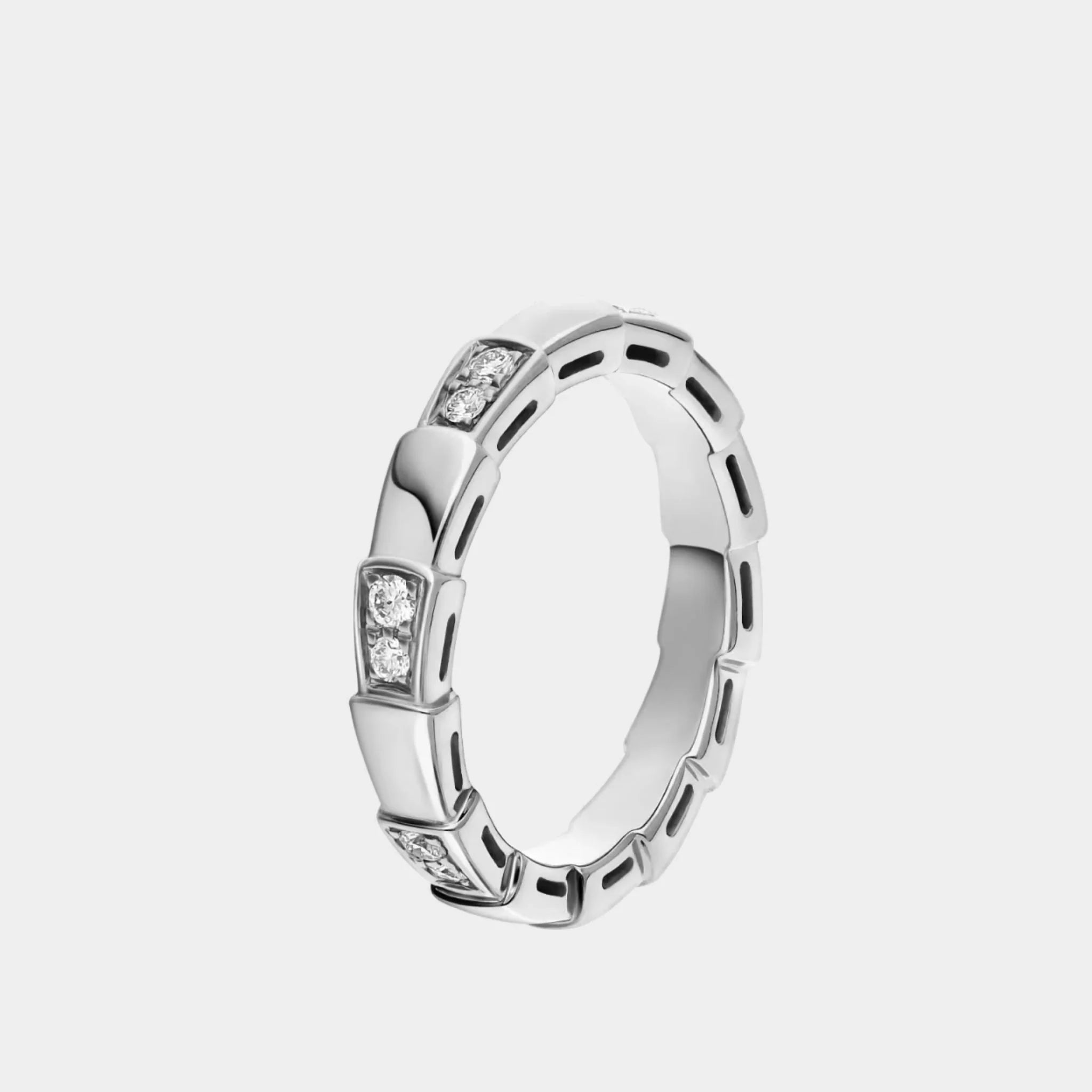 Serpenti Viper Demi Pave Diamonds Ring, White Gold, Side