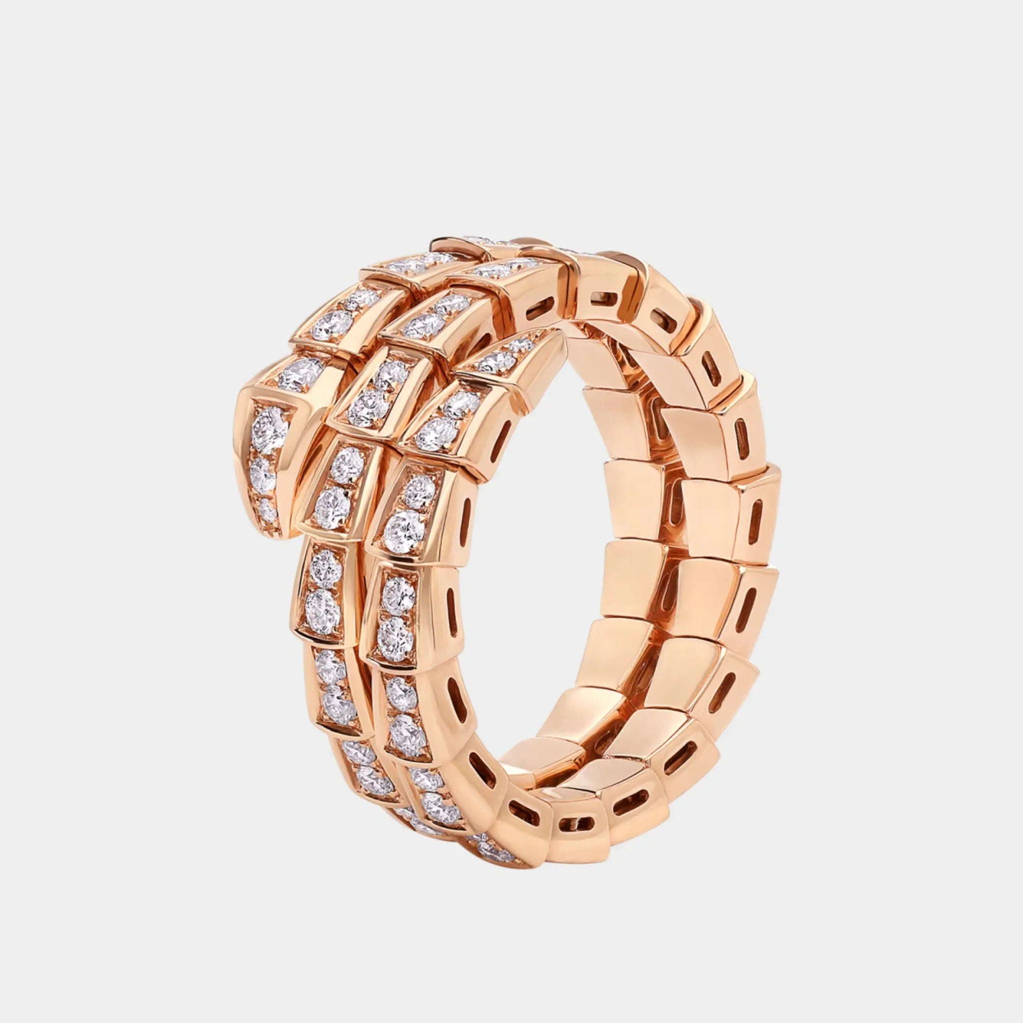 Bvlgari Serpenti Viper Diamond Ring 2 loops, Rose gold, Side