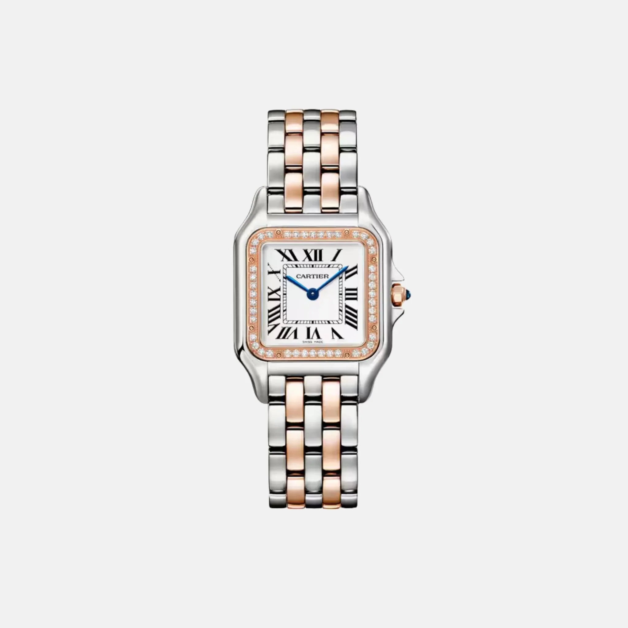 Panthere Medium Model Rose Gold and Steel Diamond Bezel W3PN0010