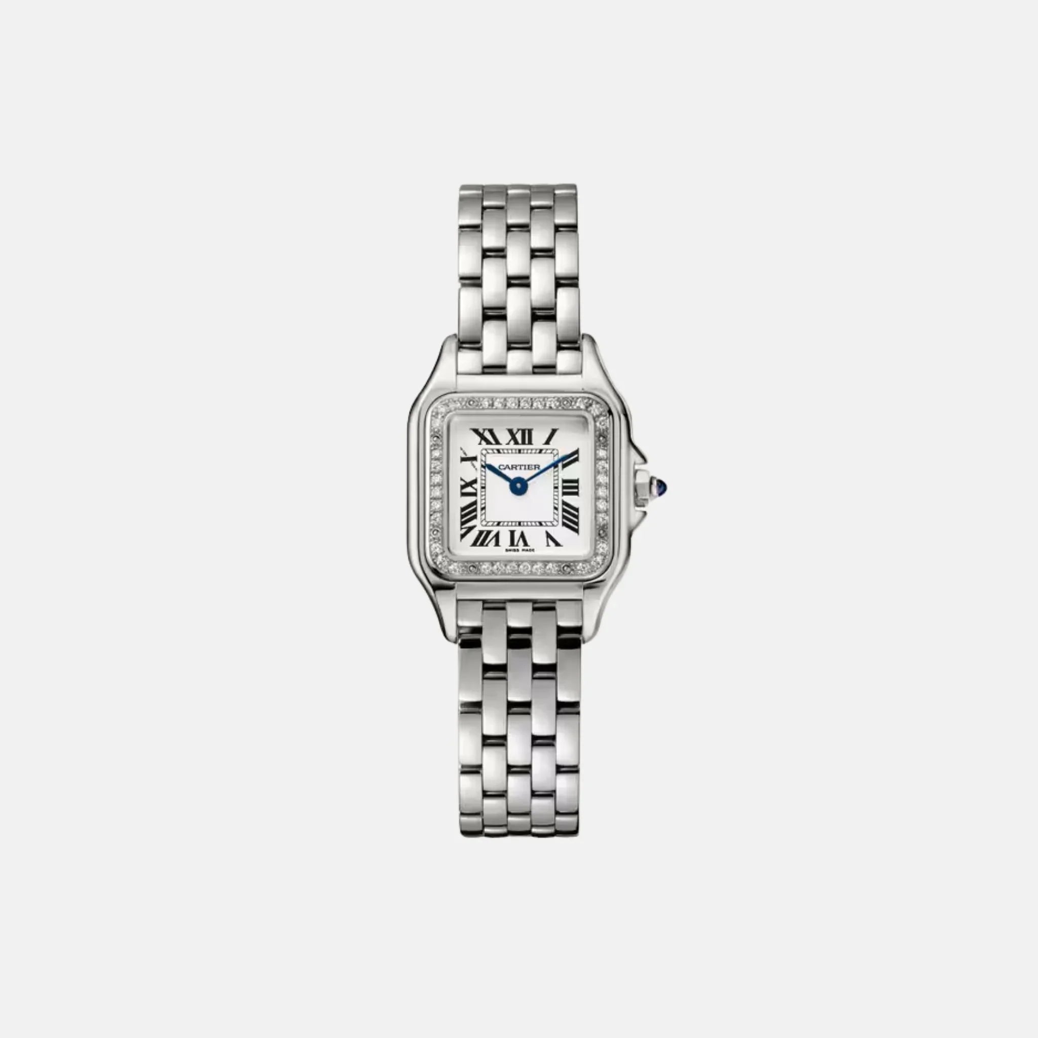 Panthere Small Model Steel Bracelet with Diamond Bezel W4PN0016