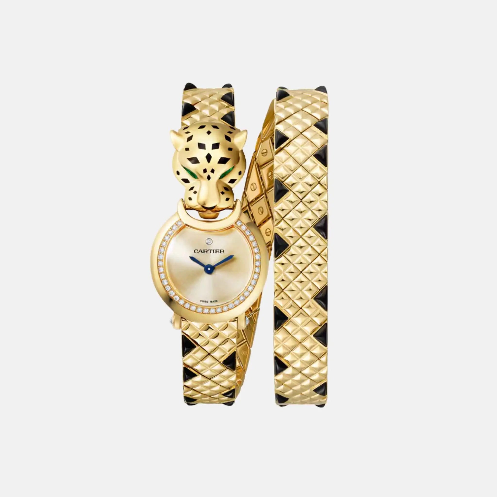 Panthere Yellow Gold Diamond Panther Head Double Loop HPI01382