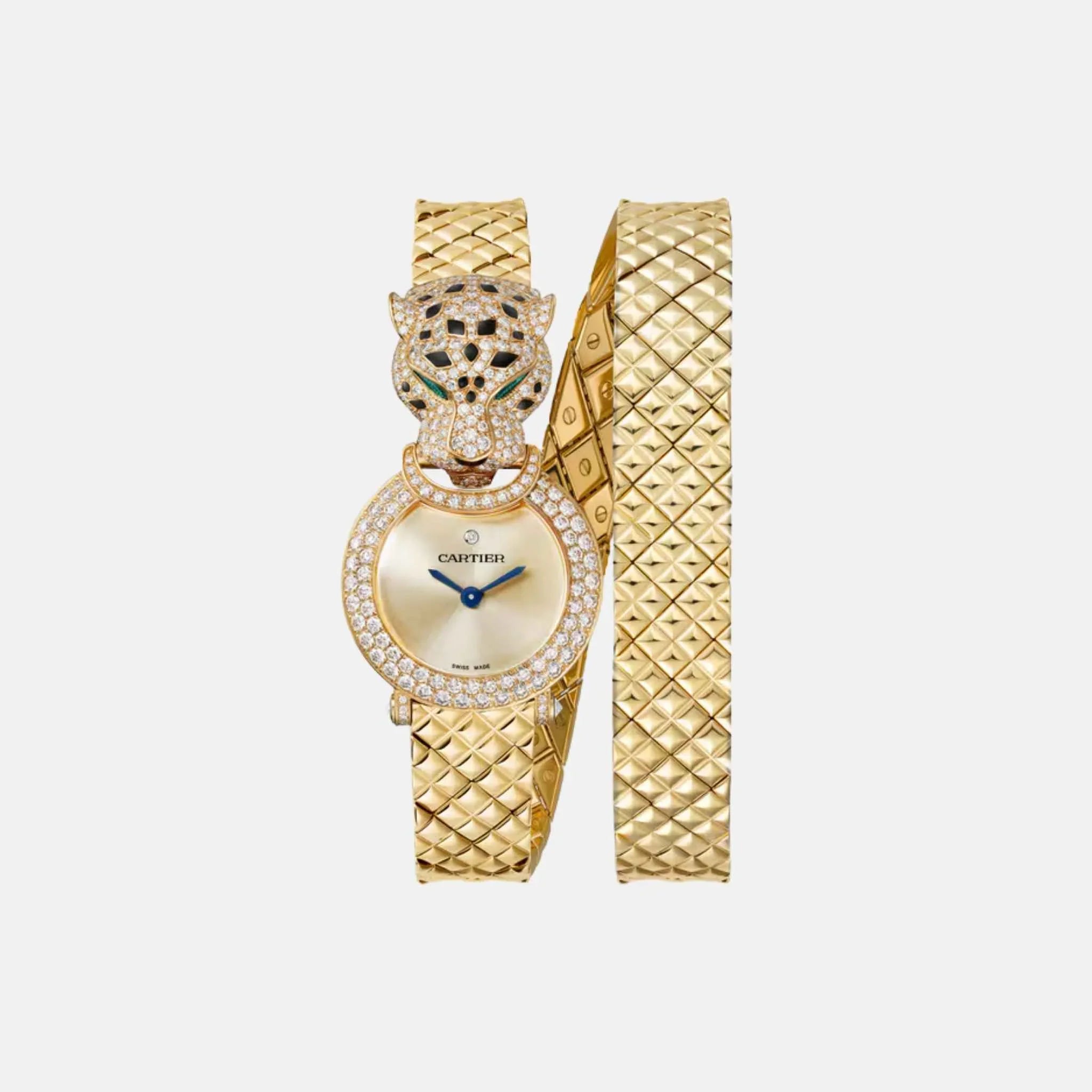 Panthere Yellow Gold Full Diamond Panther Head Double Loop HPI01511