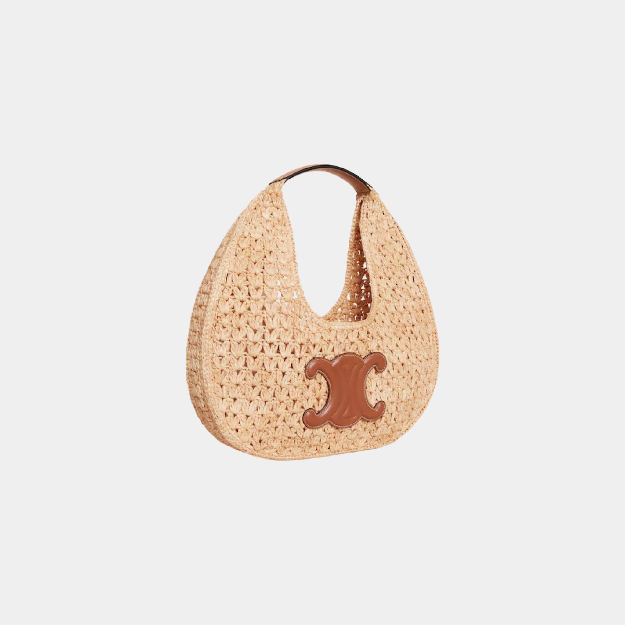 Celine Classic Panier Hobo Bag in Raffia and Calfskin