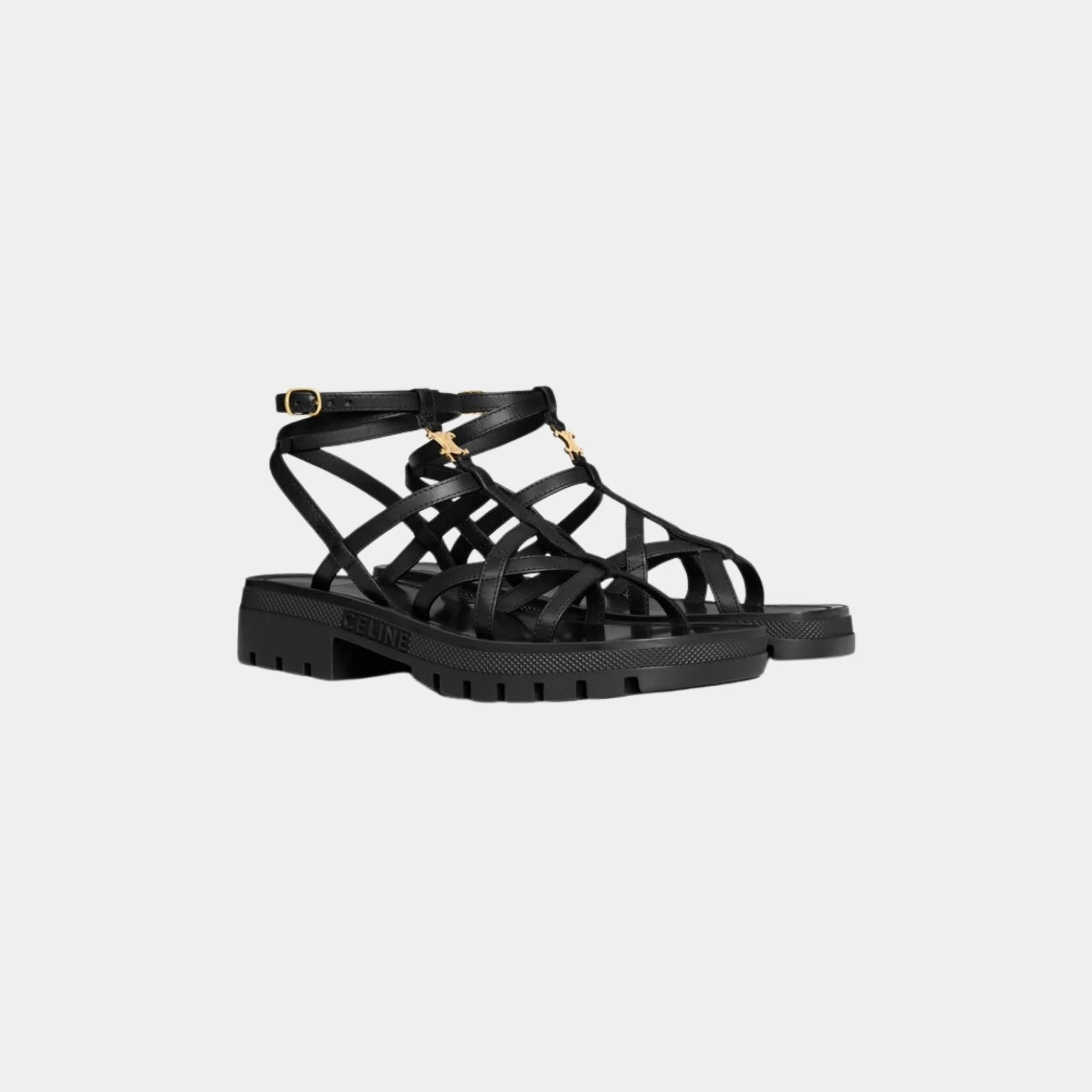 Celine Clea Triomphe Strappy Sandal in Calfskin