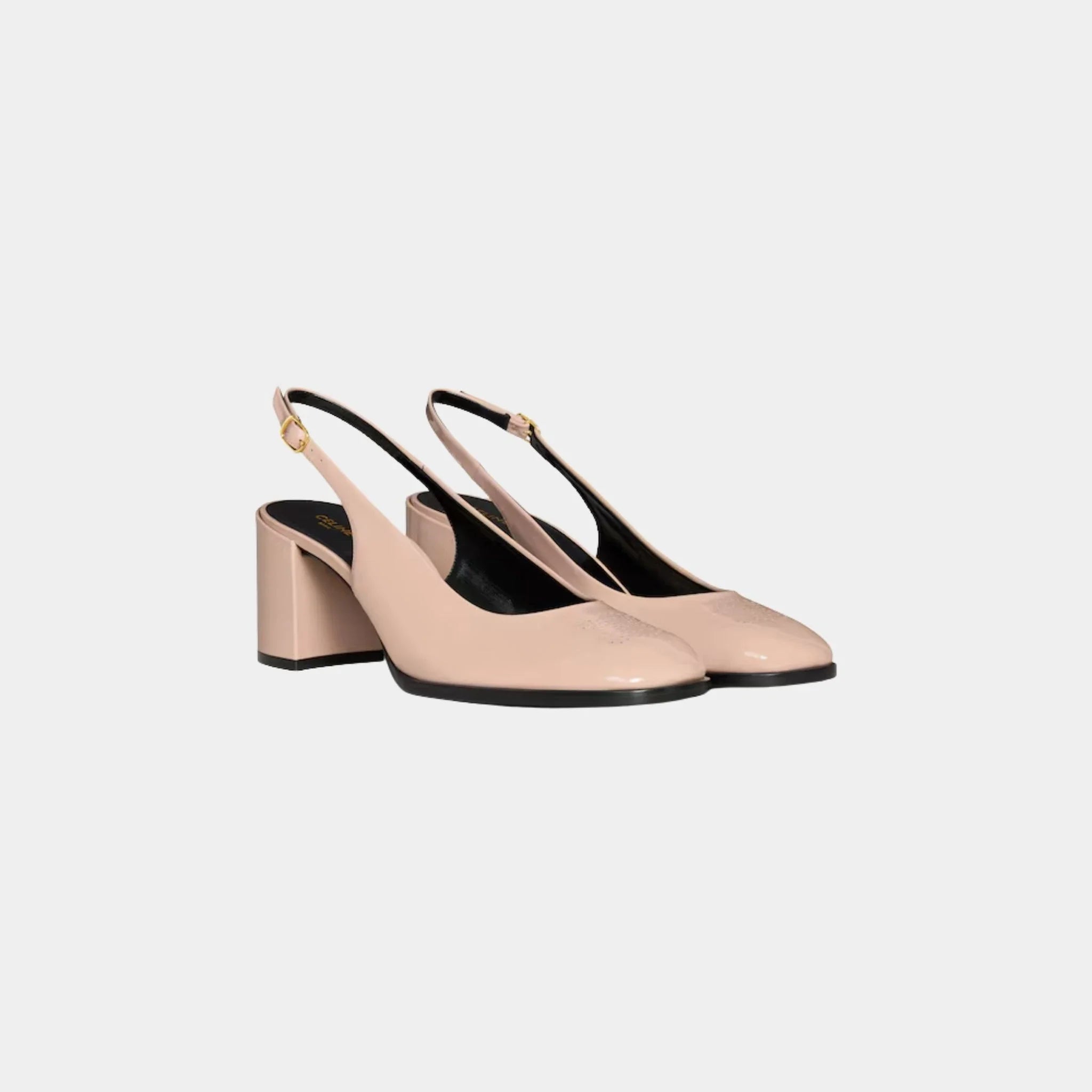 Celine Lily Perforated Triomphe Slingback in Patent Calfskin