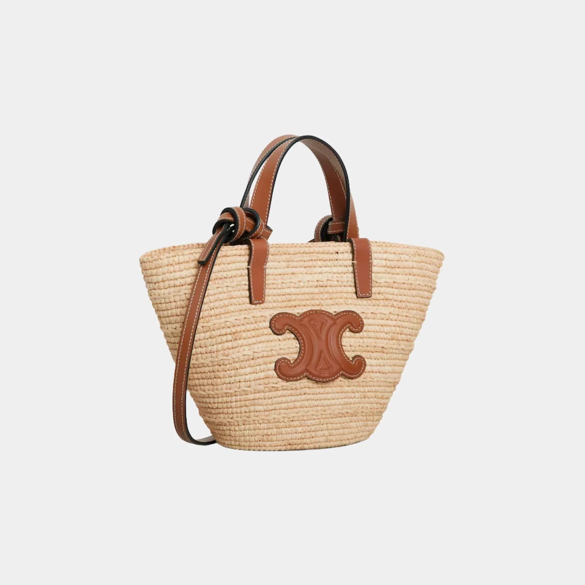 Nano Supple Celine Classic Panier in Raffia and Calfskin