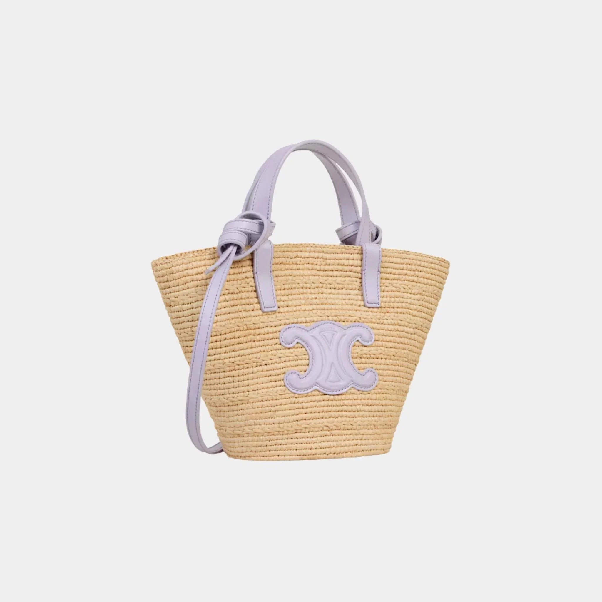 Nano Supple Celine Classic Panier in Raffia and Calfskin