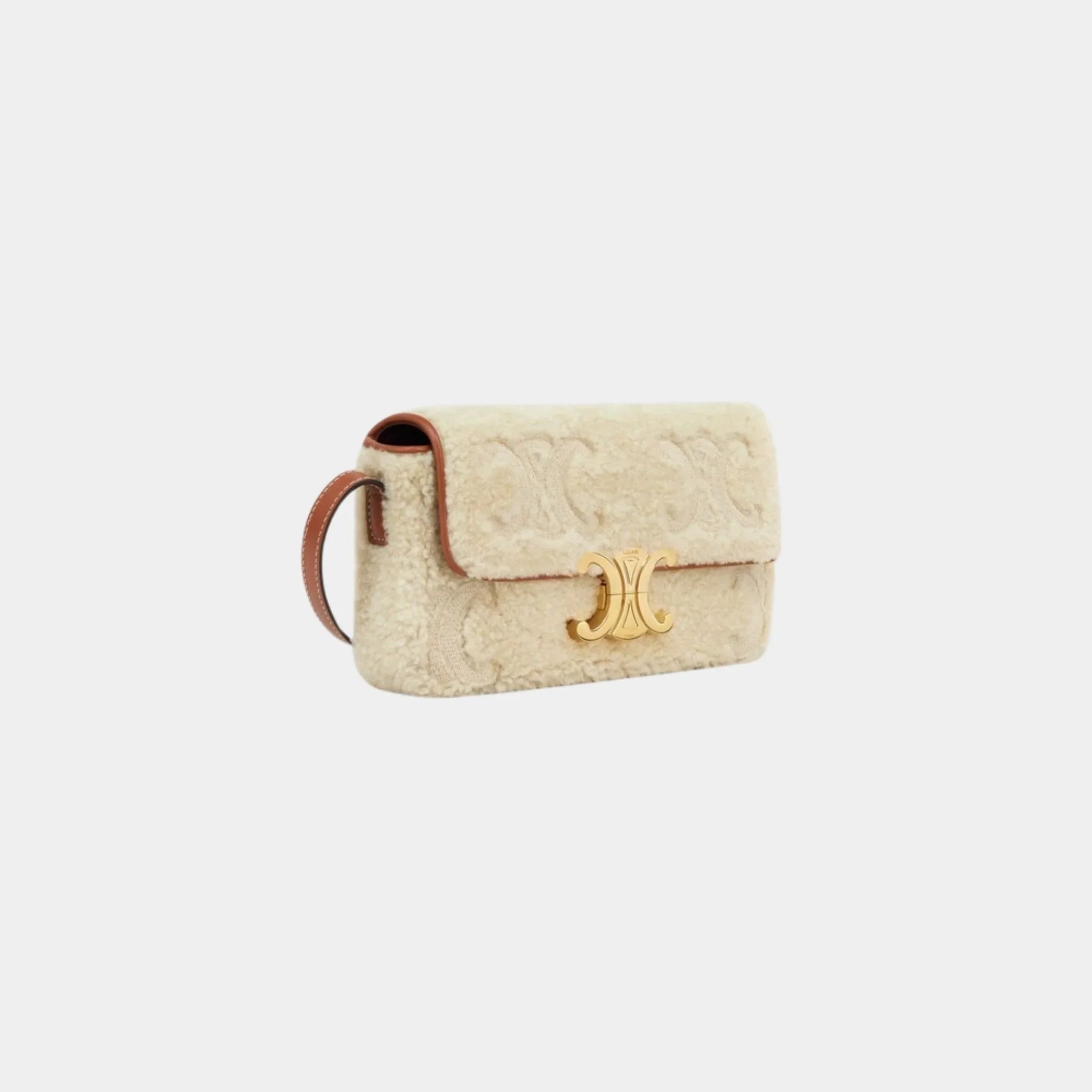 Shoulder Bag Claude Shearling with Triomphe Embroideries