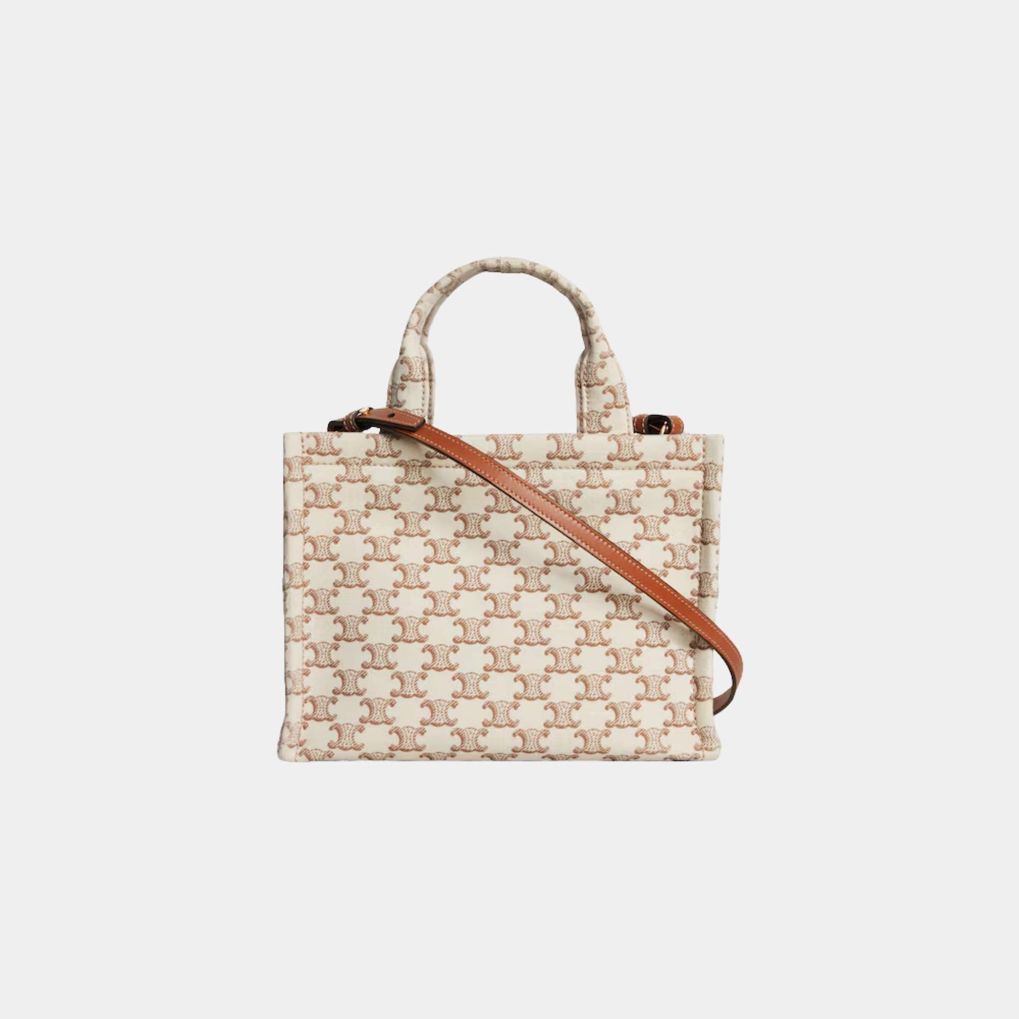 Small Cabas Thais Textile with Triomphe Canvas Print & Calfskin