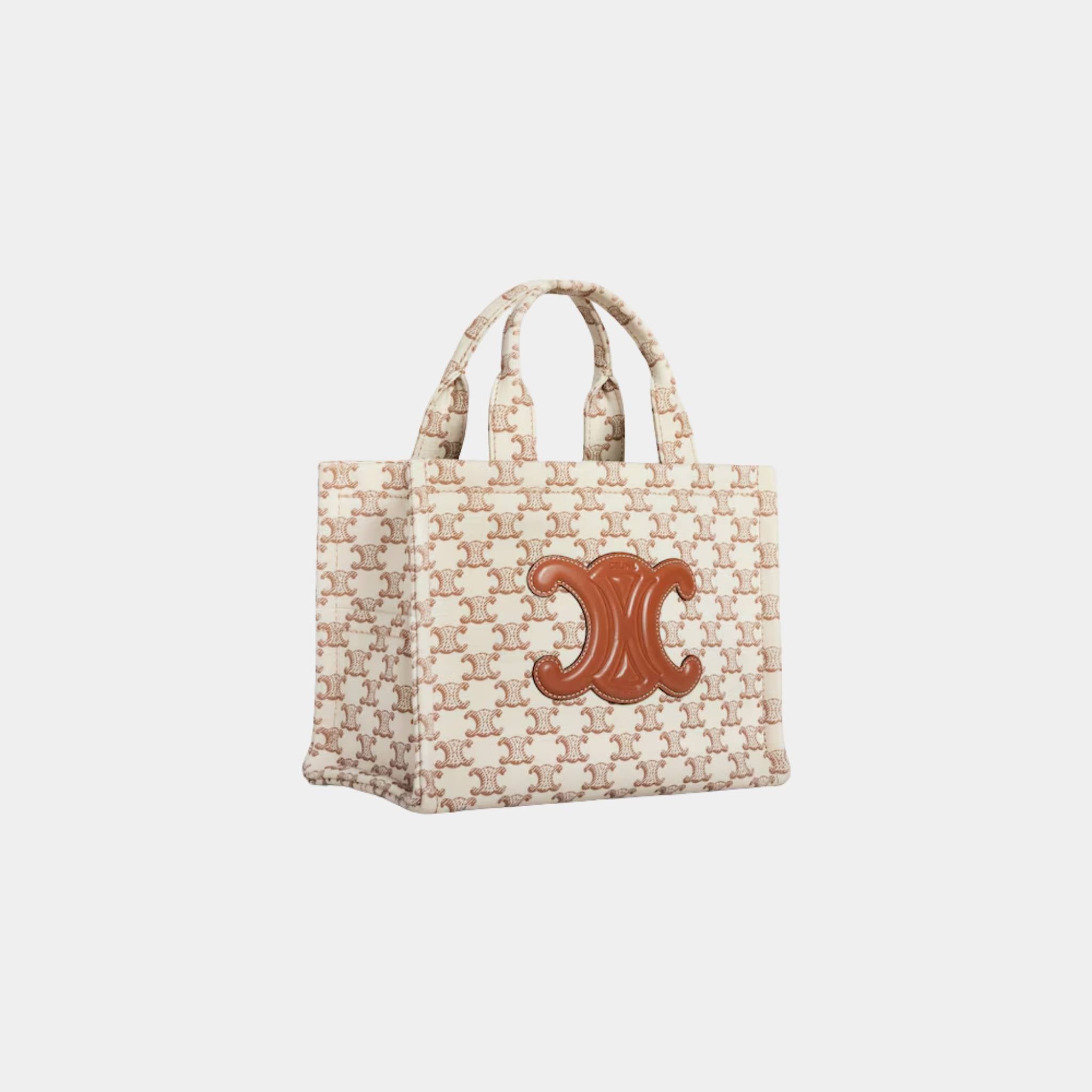 Small Cabas Thais Textile with Triomphe Canvas Print & Calfskin