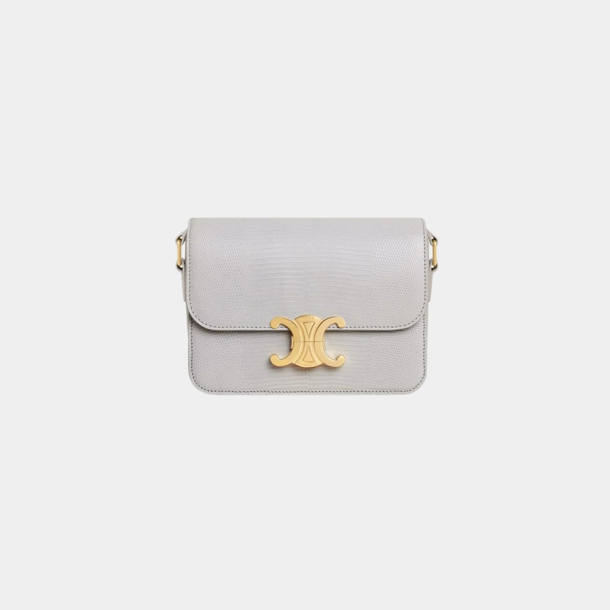 Celine Teen Triomphe Bag In Lizard, Cloudy Gray