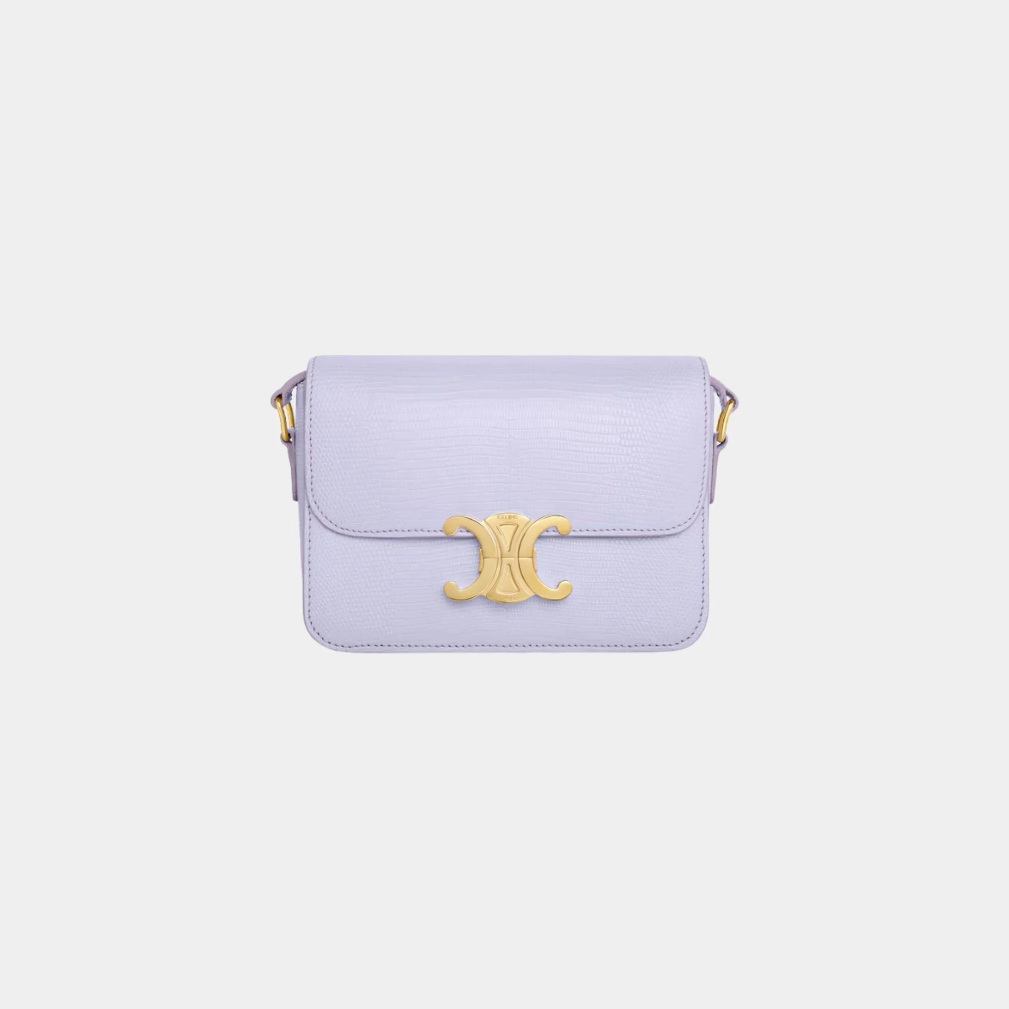 Celine Teen Triomphe Bag In Lizard, Light Lavender