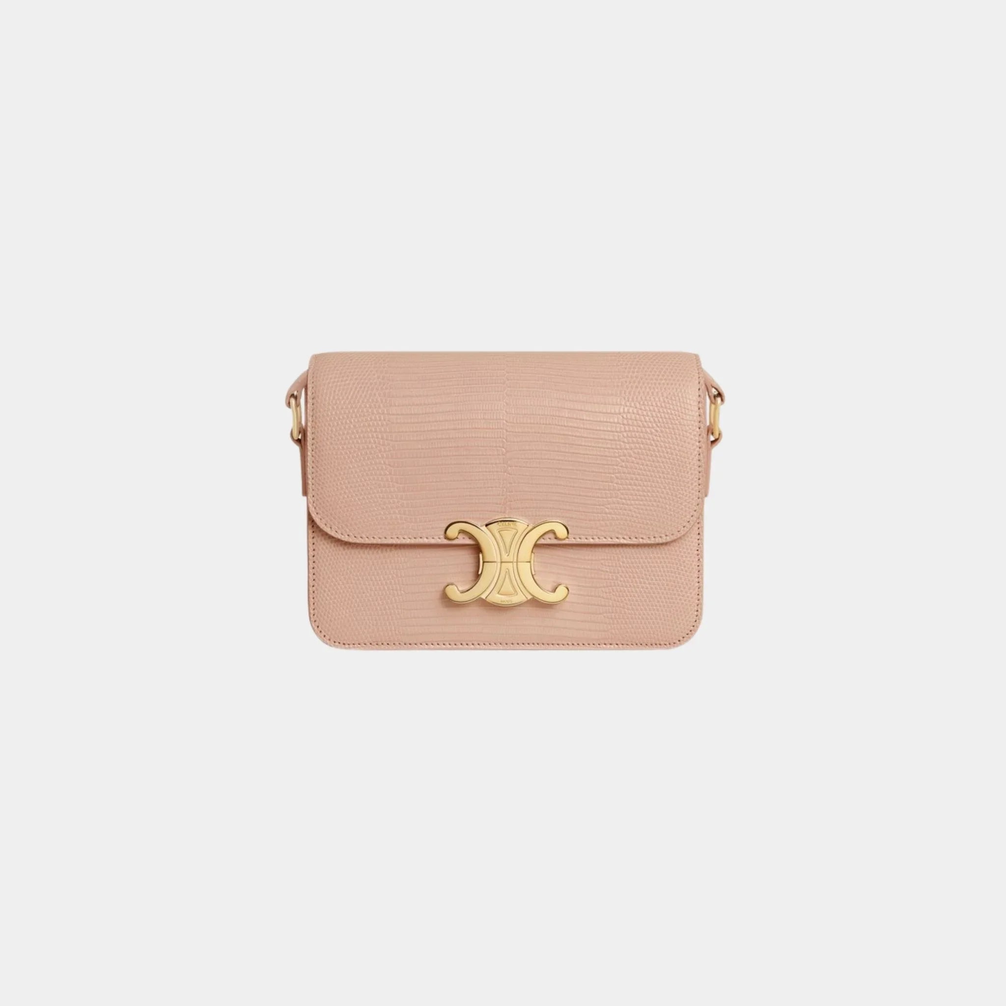 Celine Teen Triomphe Bag In Lizard, Soft Peach