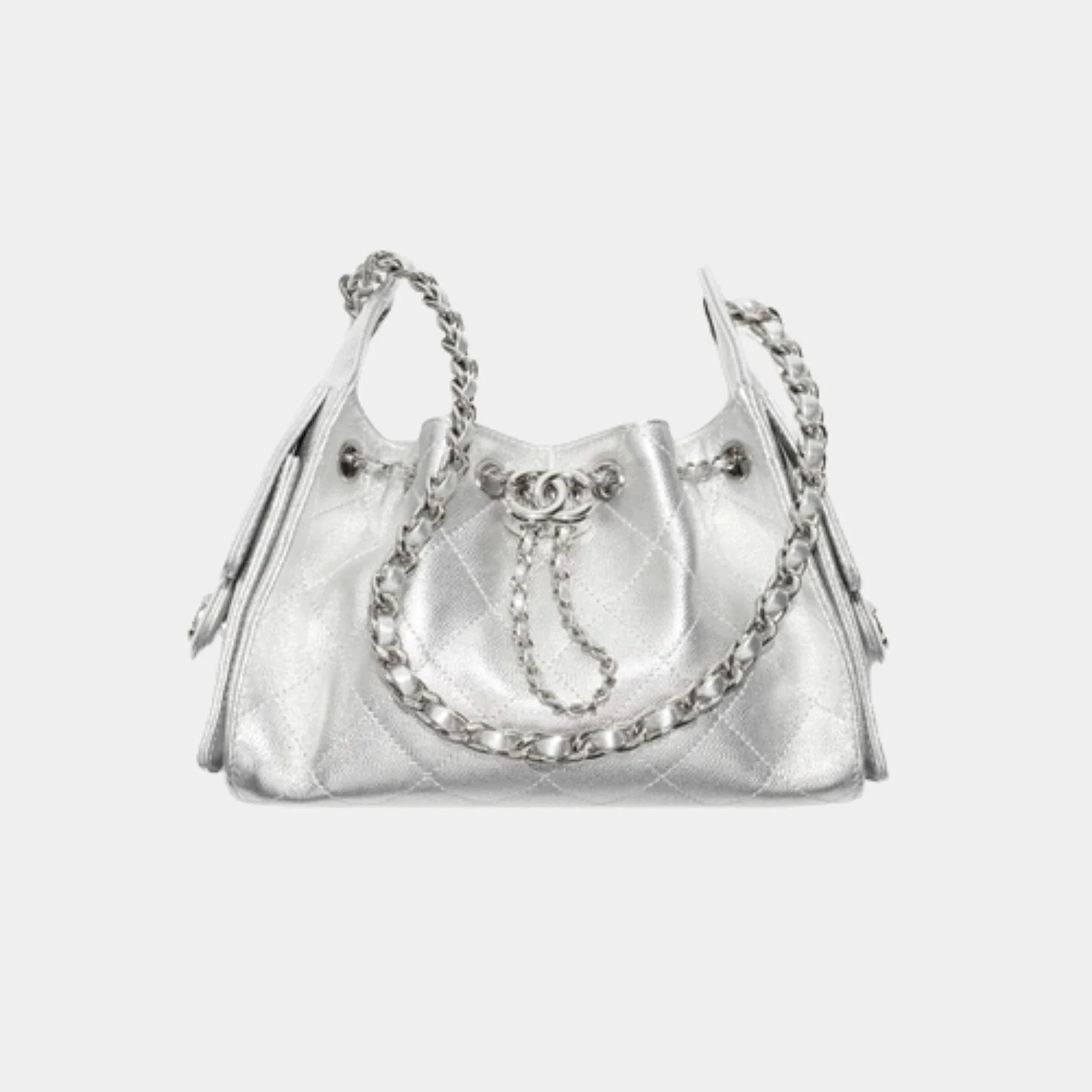 25 Mini Handbag Metallic Grained Calfskin & Gold Metal