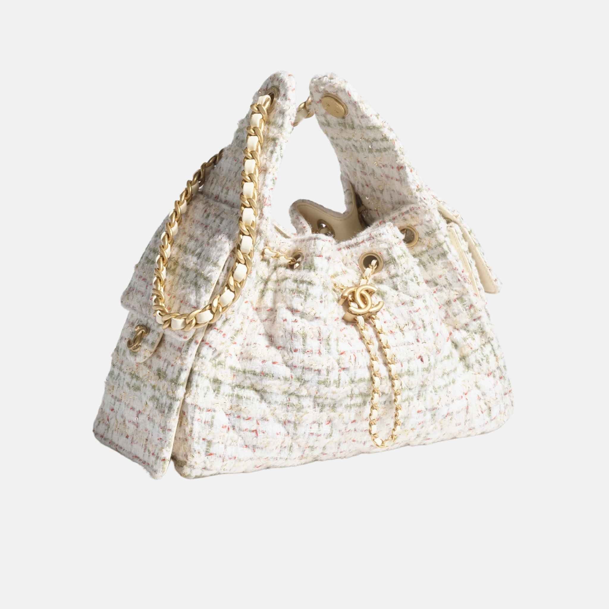 25 Small Handbag In Wool Tweed And Gold Tone Metal