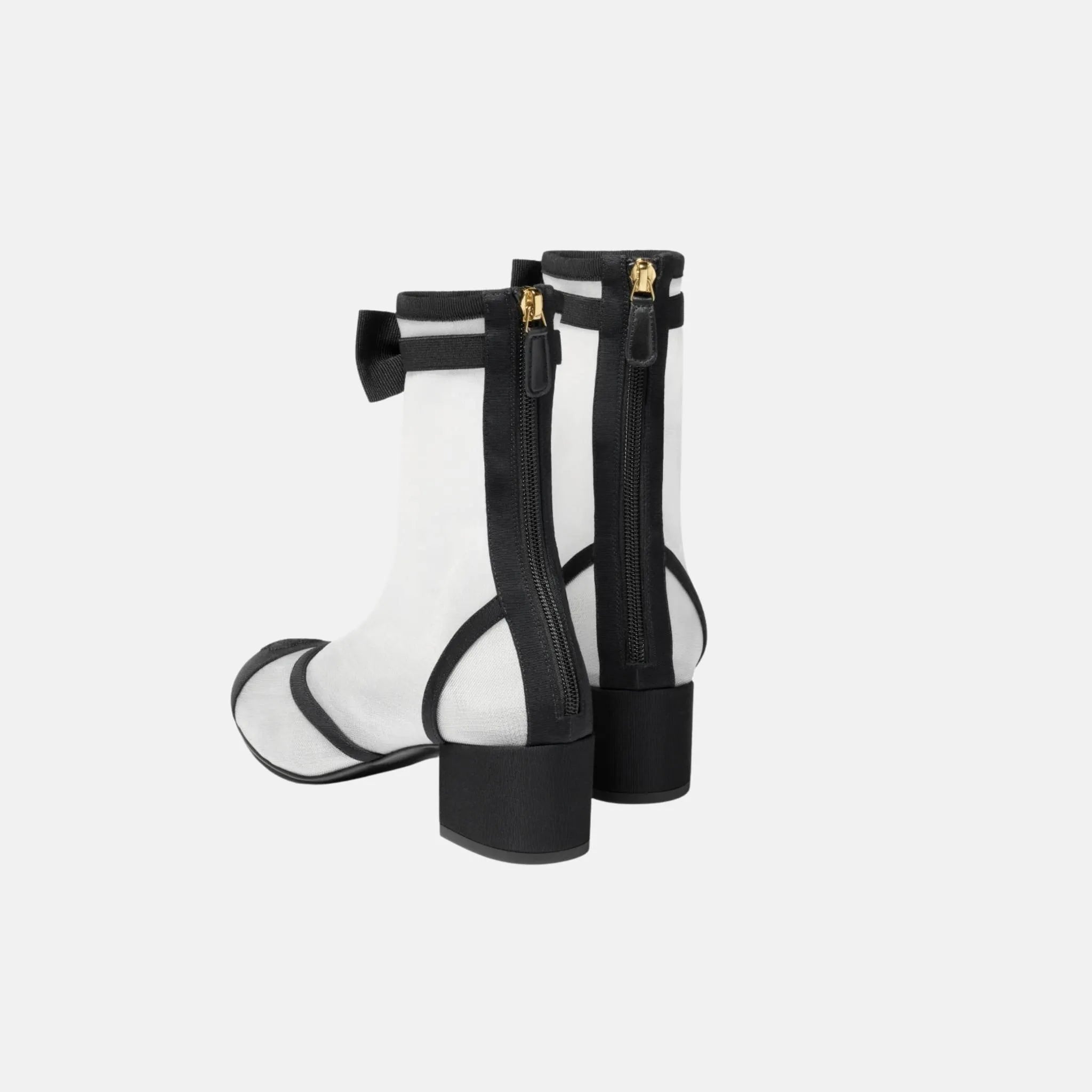 Ankle Boots in Mesh and Grosgrain