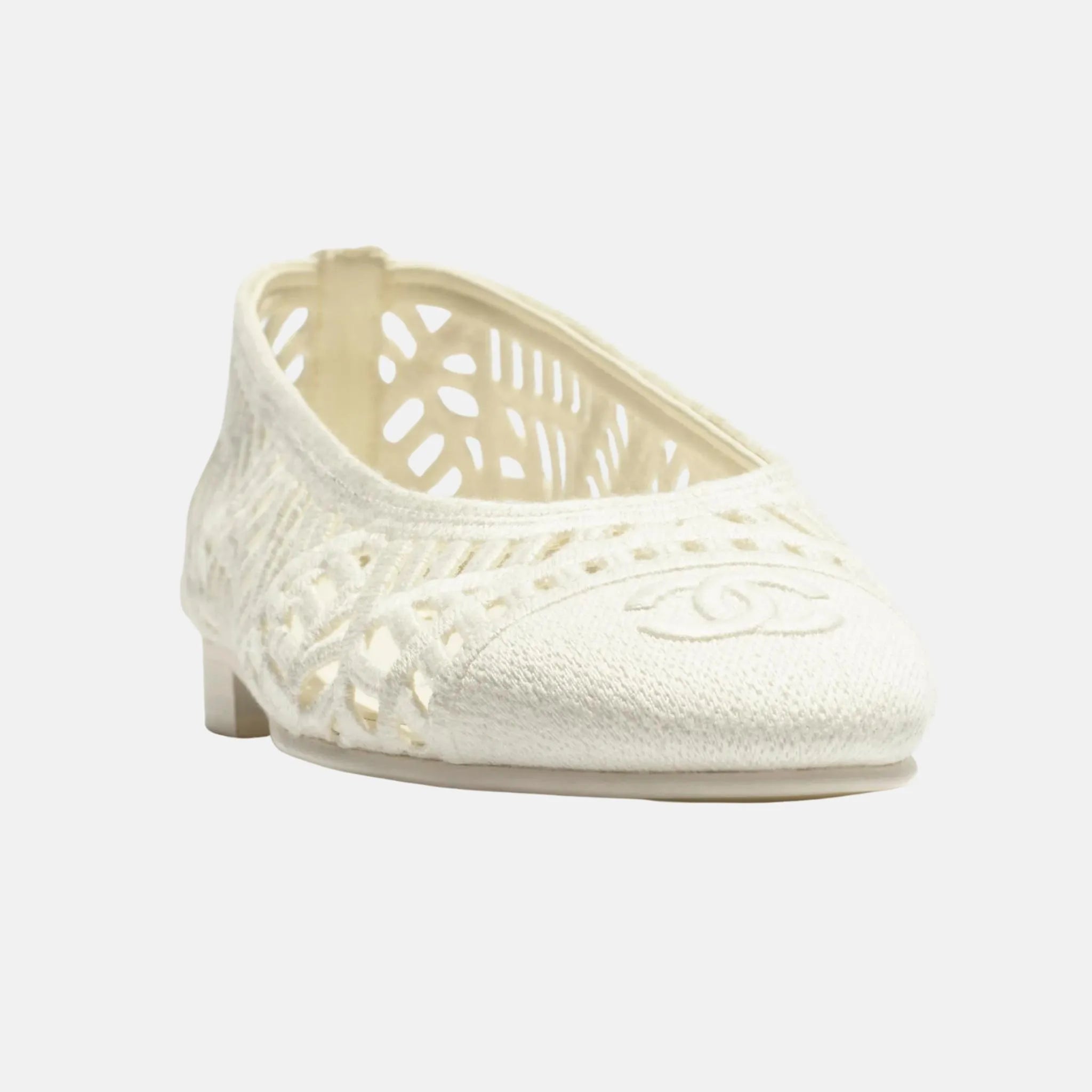 Ballet Flats in Embroidered Cotton