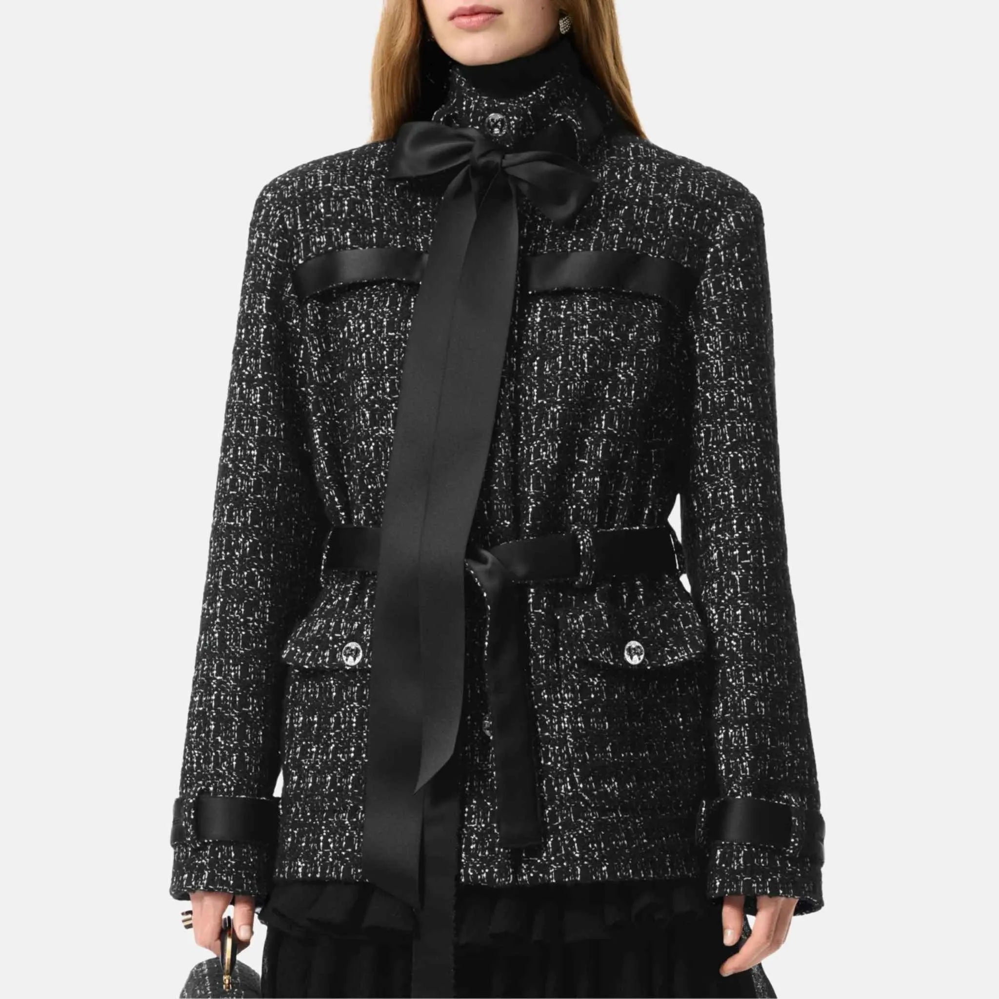 Chanel Belted Jacket Cashmere Tweed