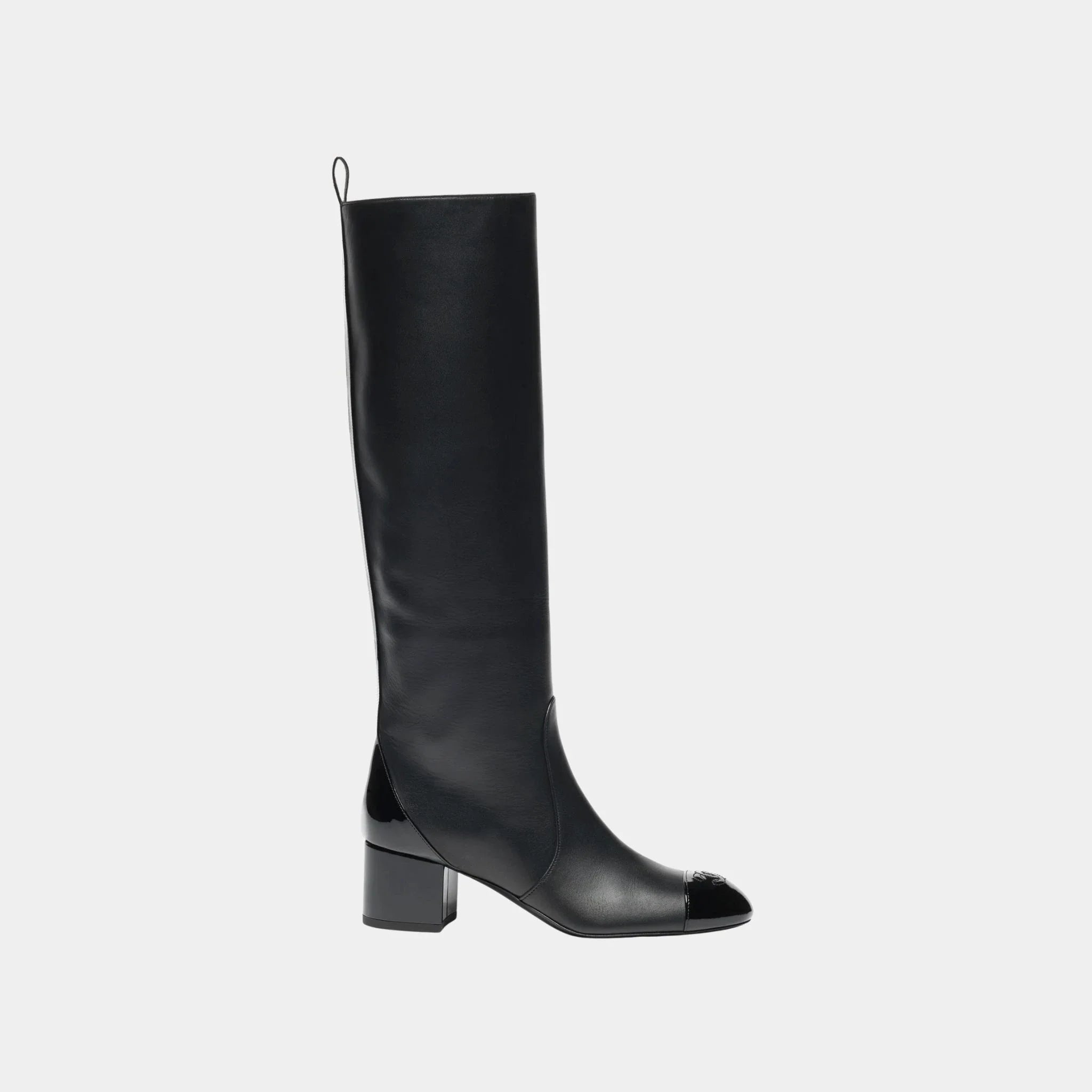 Chanel Boots in Calfskin and Patent Calfskin, Black, Side