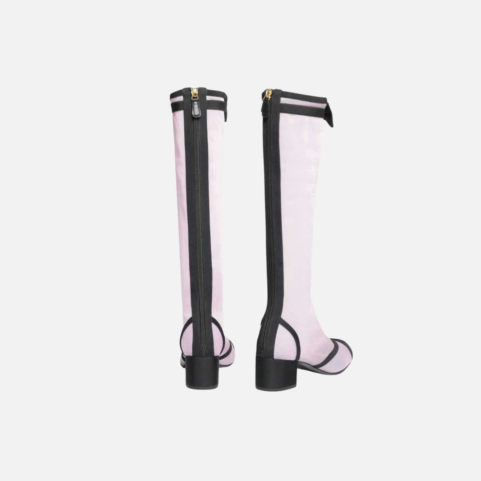 Chanel Boots in Mesh and Grosgrain