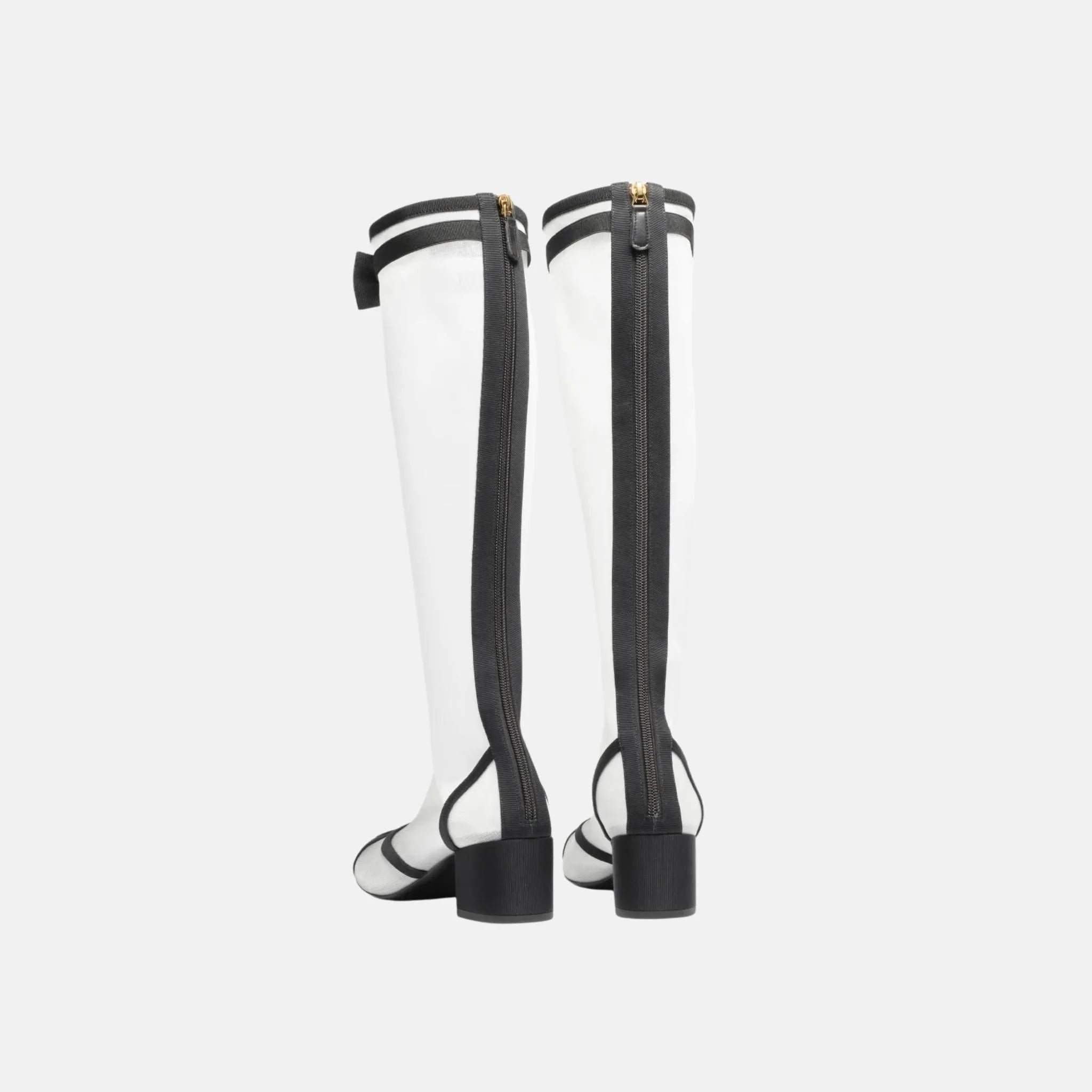 Chanel Boots in Mesh and Grosgrain