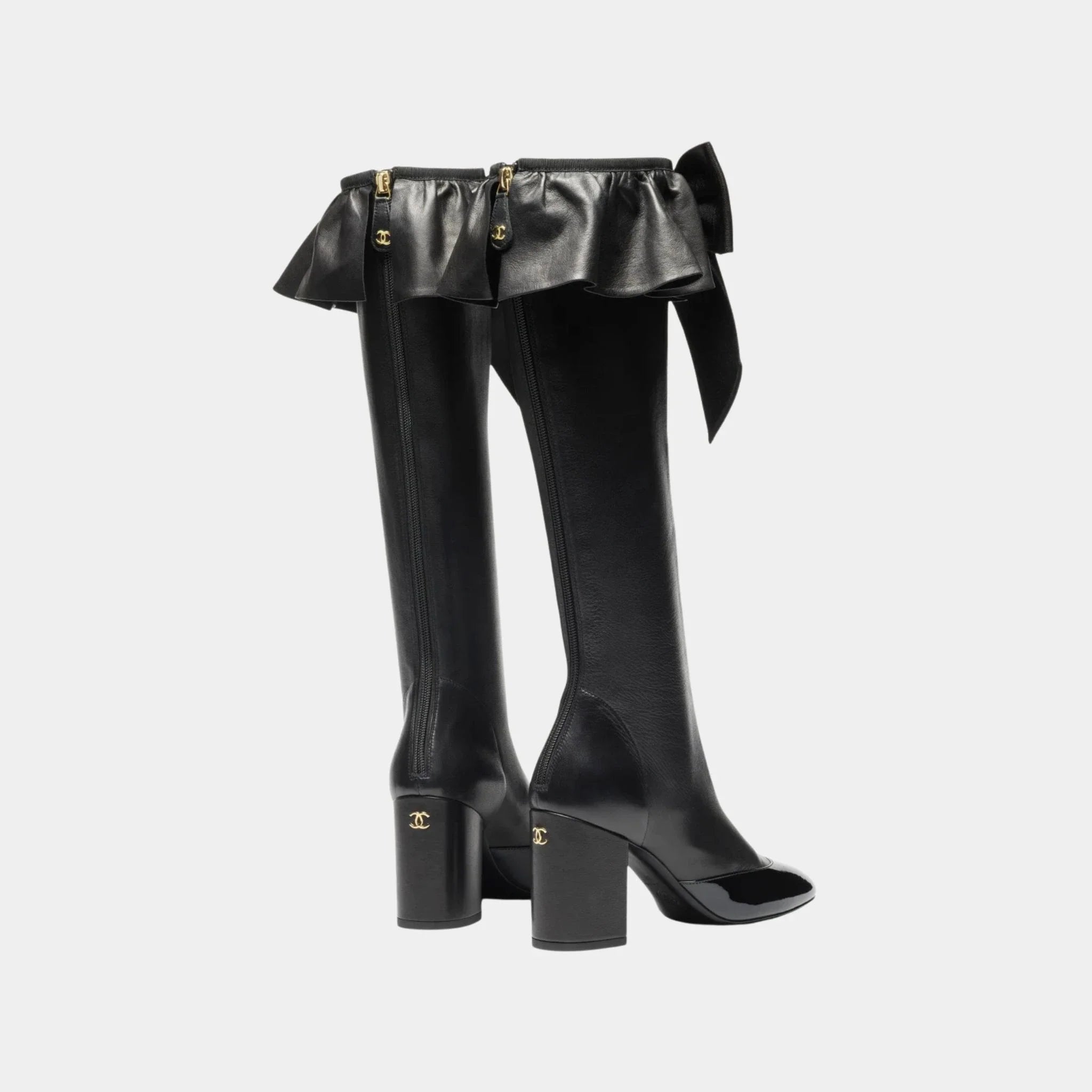 Boots in Stretch Lambskin and Patent Calfskin